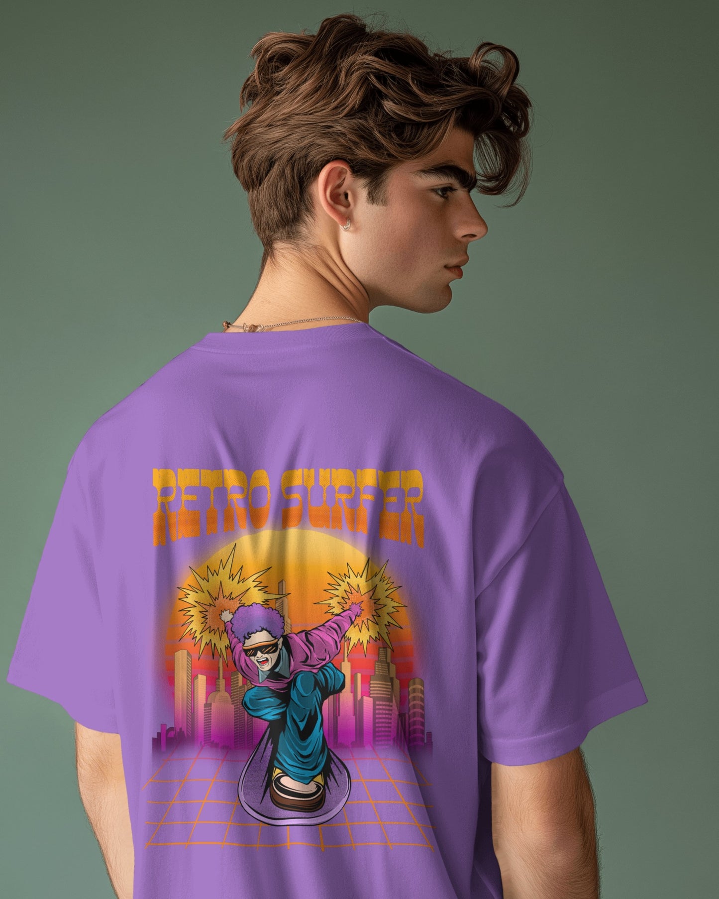 Oversized Men T-Shirts Retro Surfer