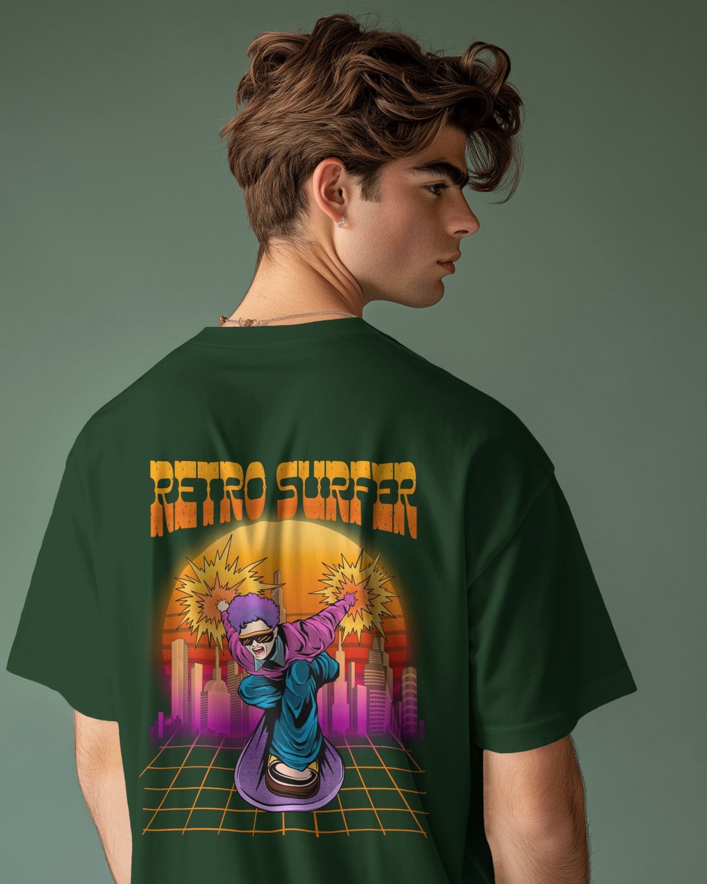 Oversized Men T-Shirts Retro Surfer