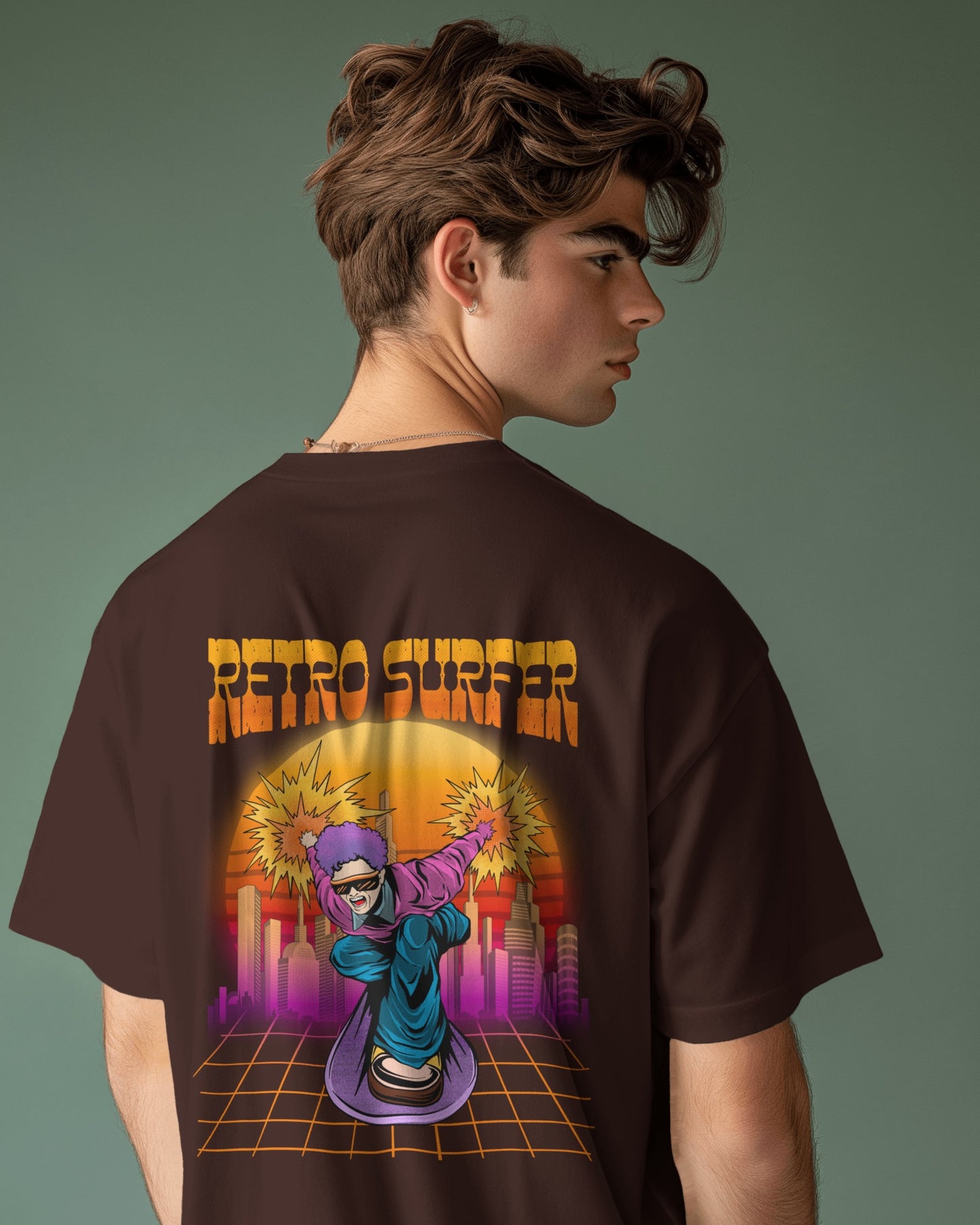 Oversized Men T-Shirts Retro Surfer