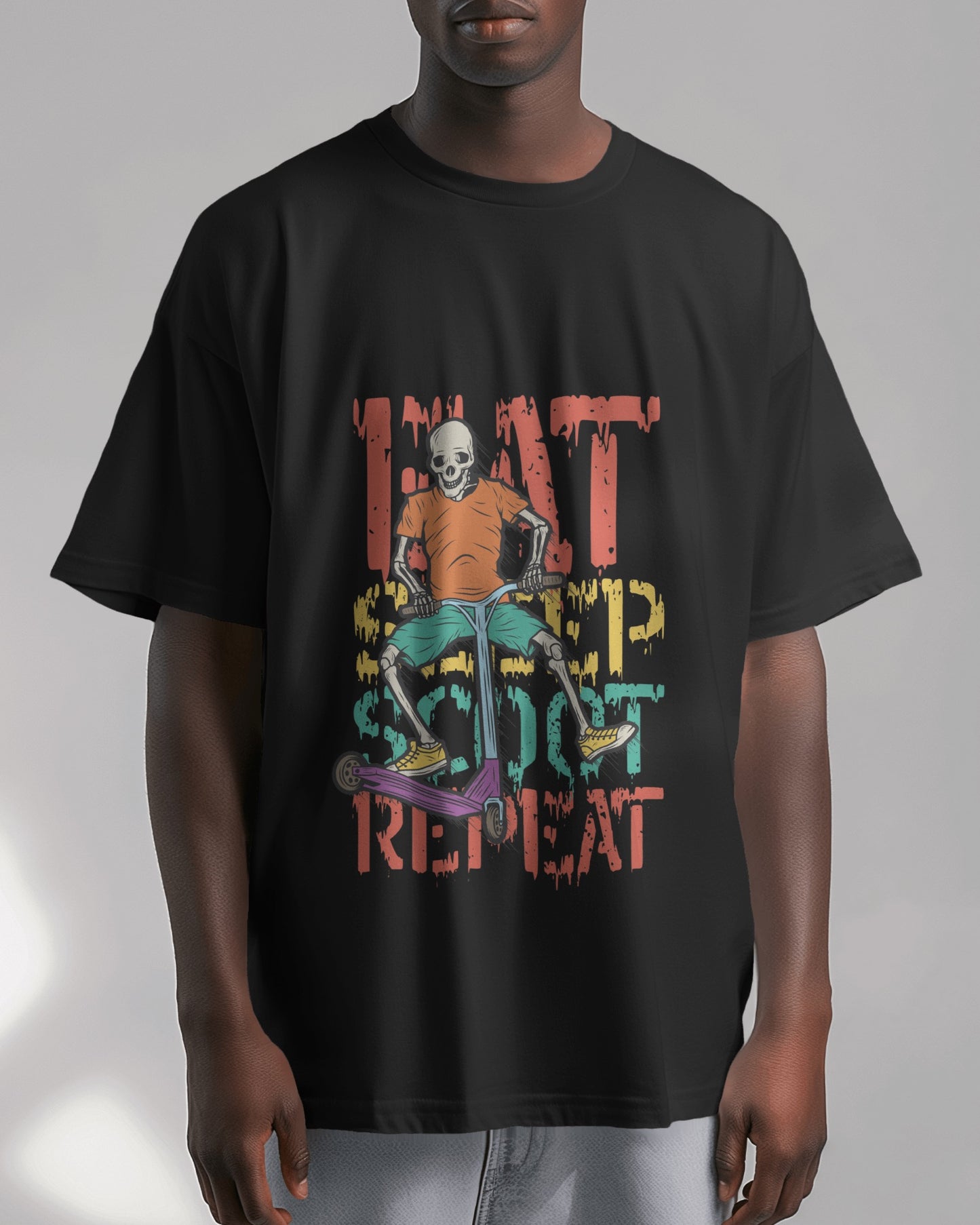 Oversized Men T-Shirts Eat Sleep Scoot Repeat