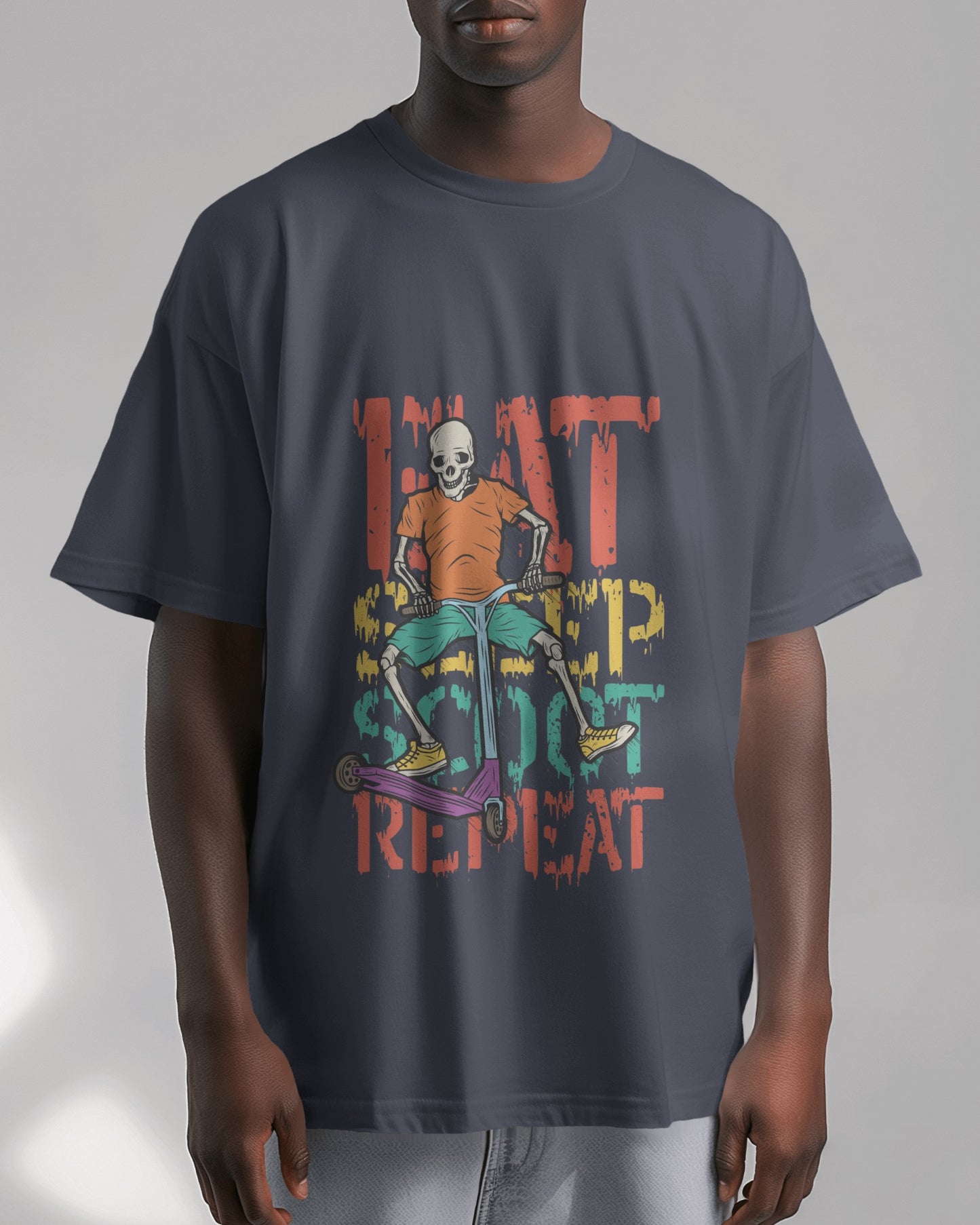 Oversized Men T-Shirts Eat Sleep Scoot Repeat