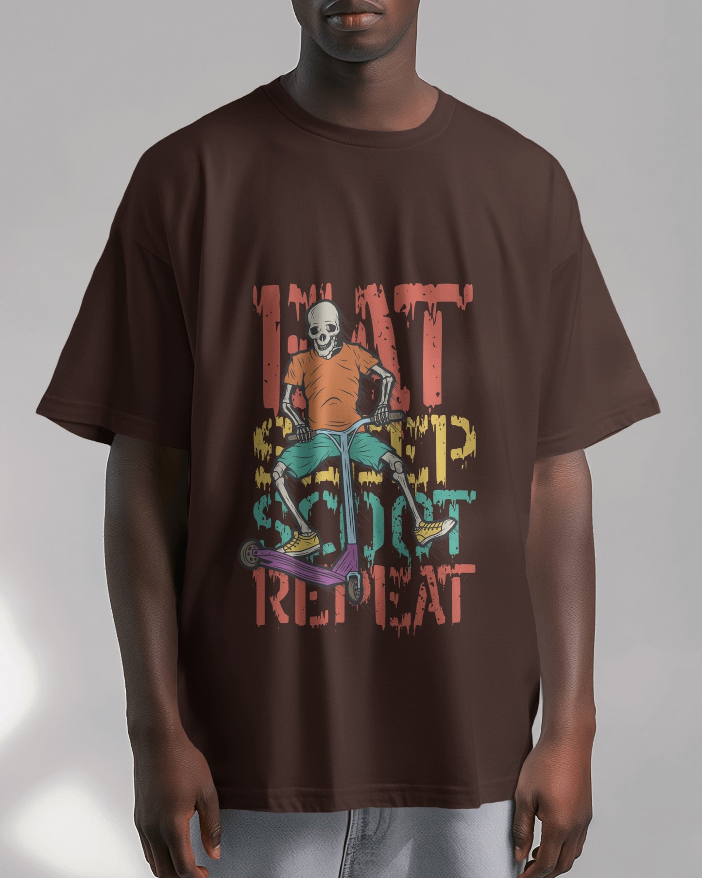 Oversized Men T-Shirts Eat Sleep Scoot Repeat