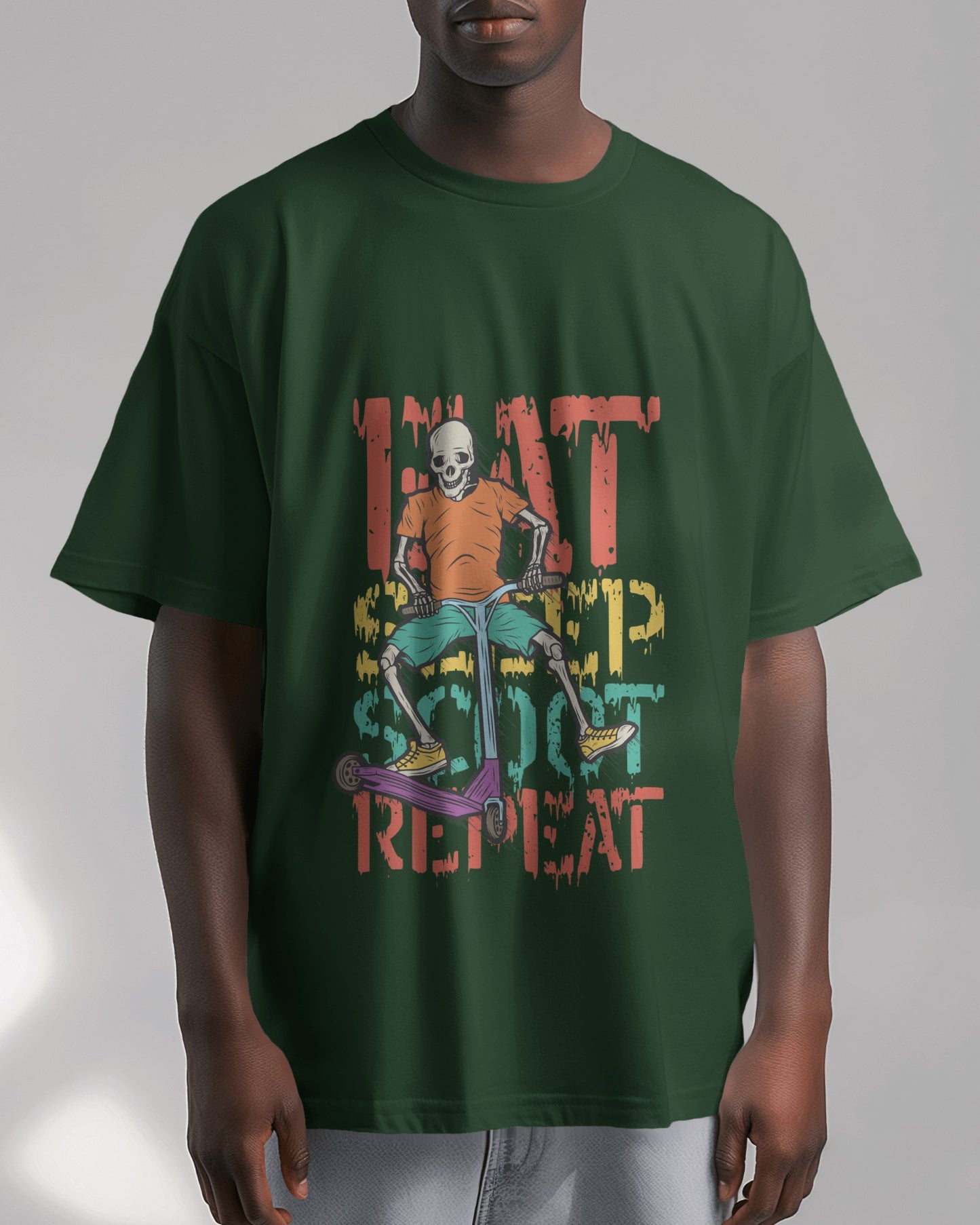 Oversized Men T-Shirts Eat Sleep Scoot Repeat