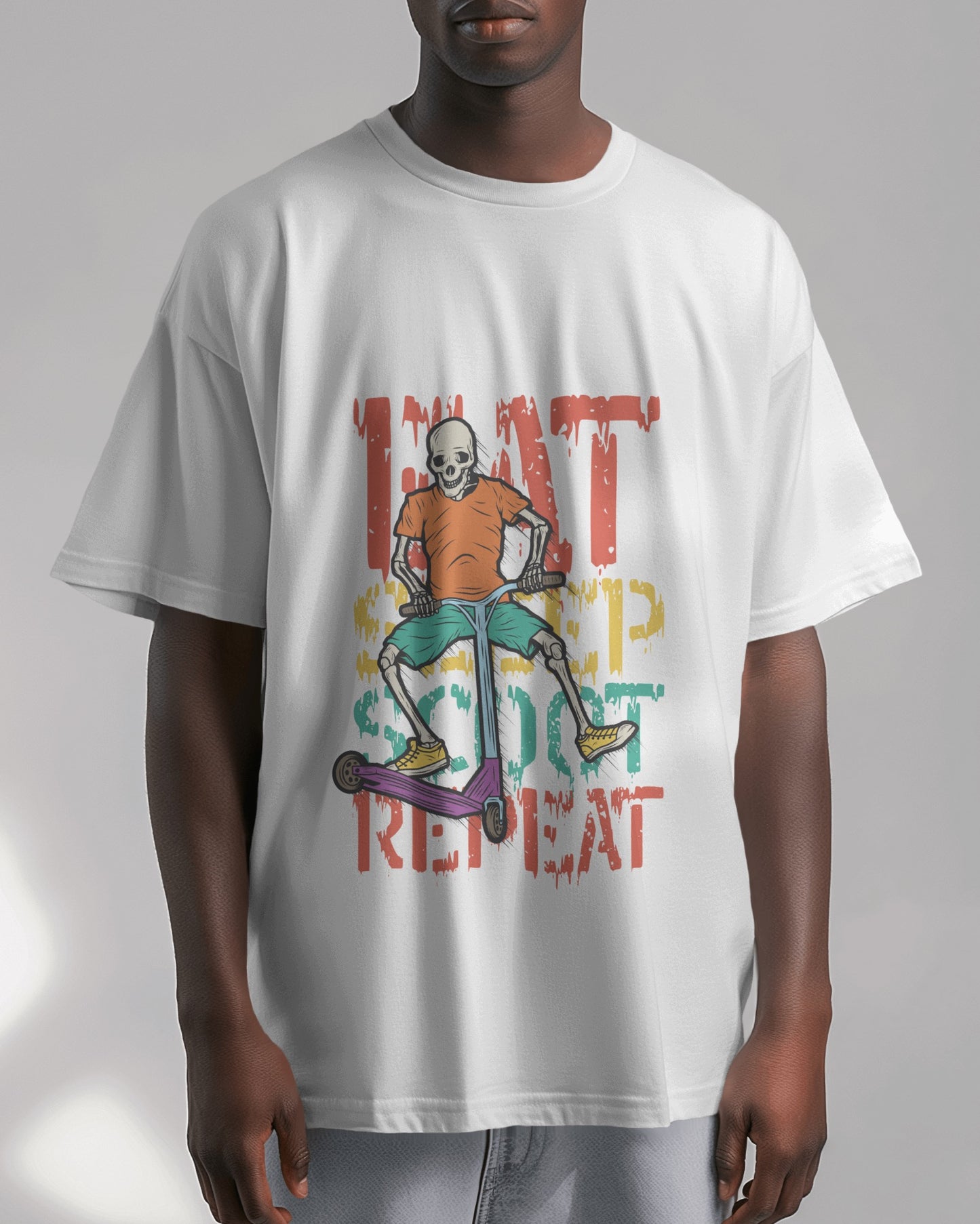 Oversized Men T-Shirts Eat Sleep Scoot Repeat