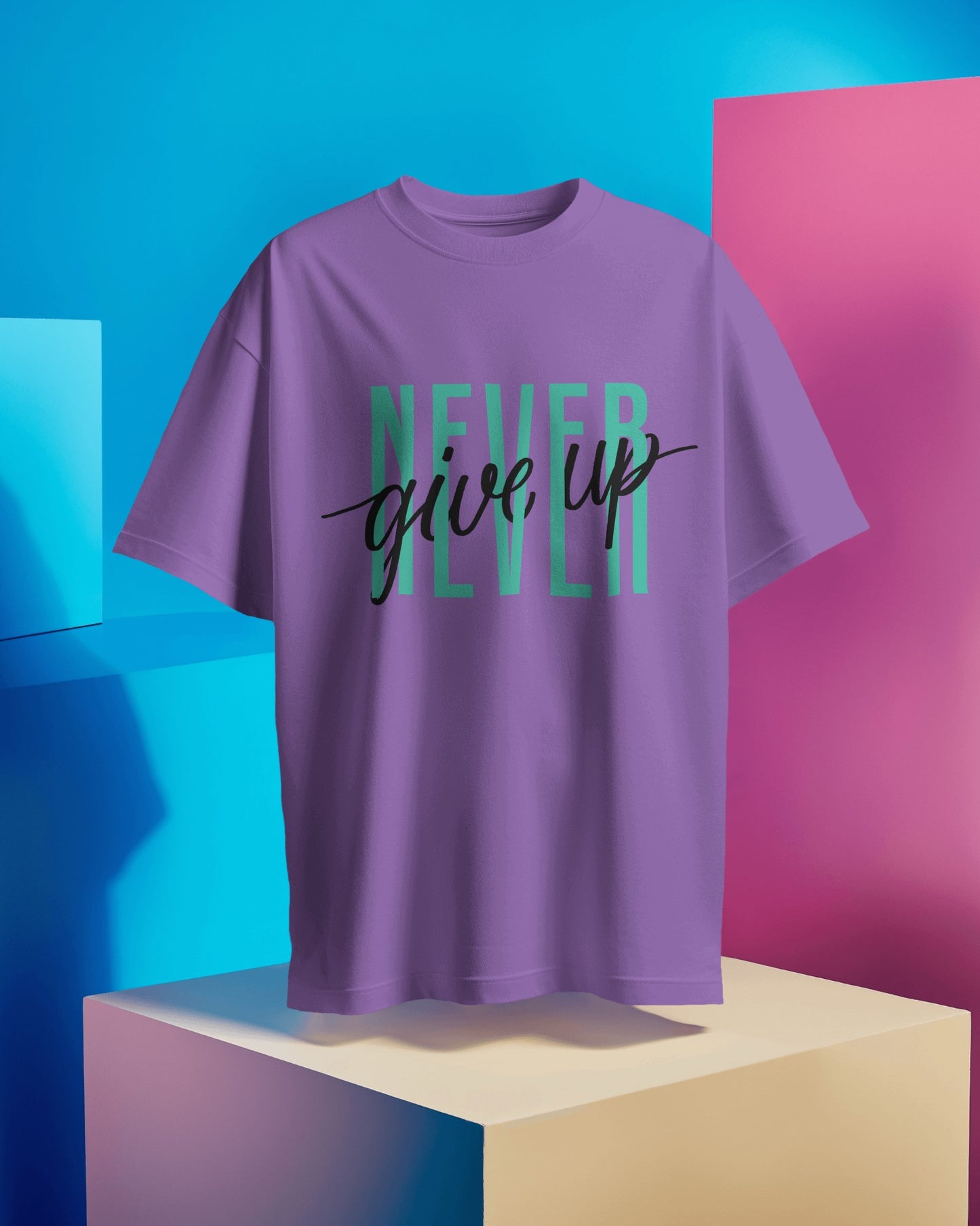 Oversized Men T-Shirts Never Give Up