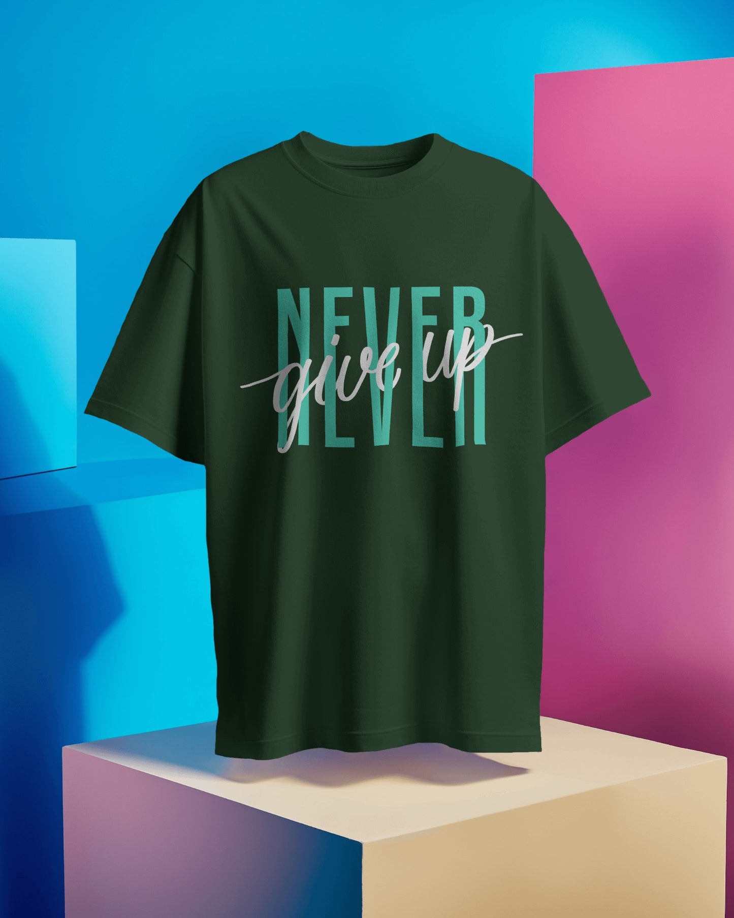 Oversized Men T-Shirts Never Give Up