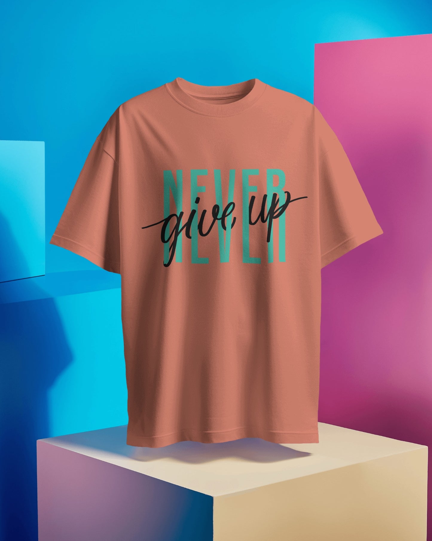 Oversized Men T-Shirts Never Give Up