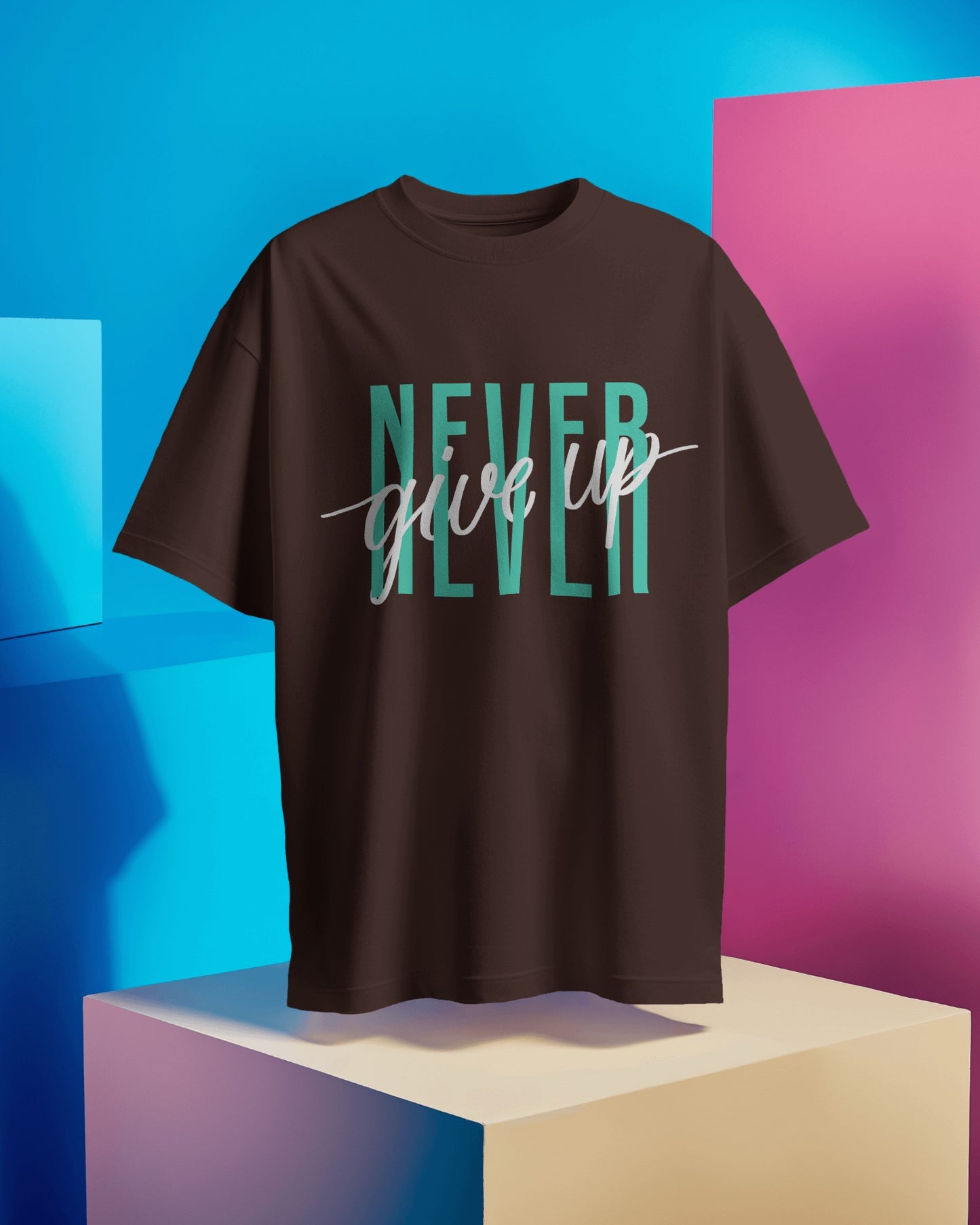 Oversized Men T-Shirts Never Give Up