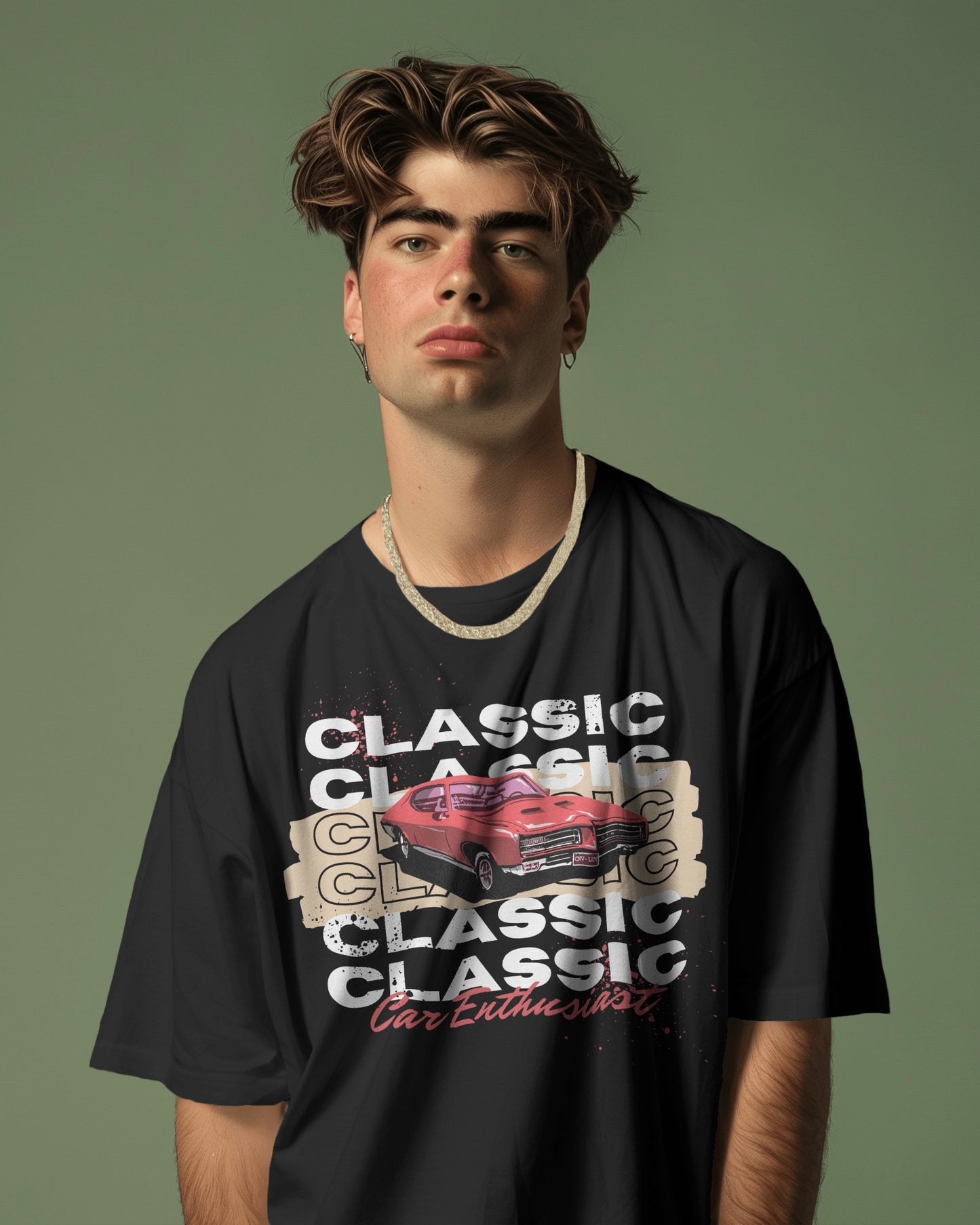Oversized Men T-Shirts Classic Car Enthusiast