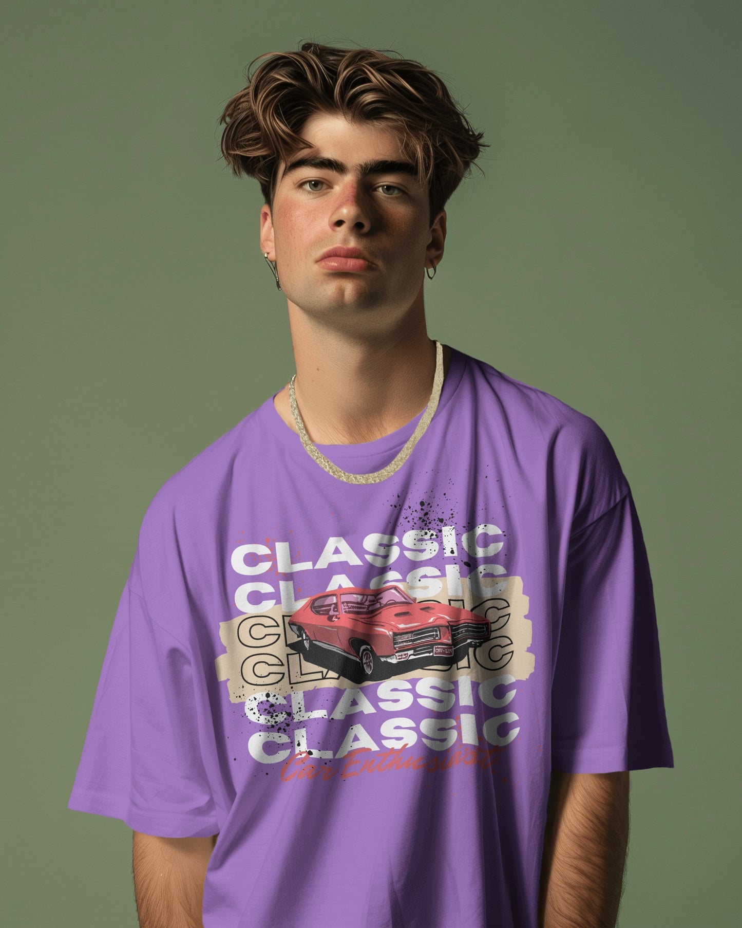 Oversized Men T-Shirts Classic Car Enthusiast