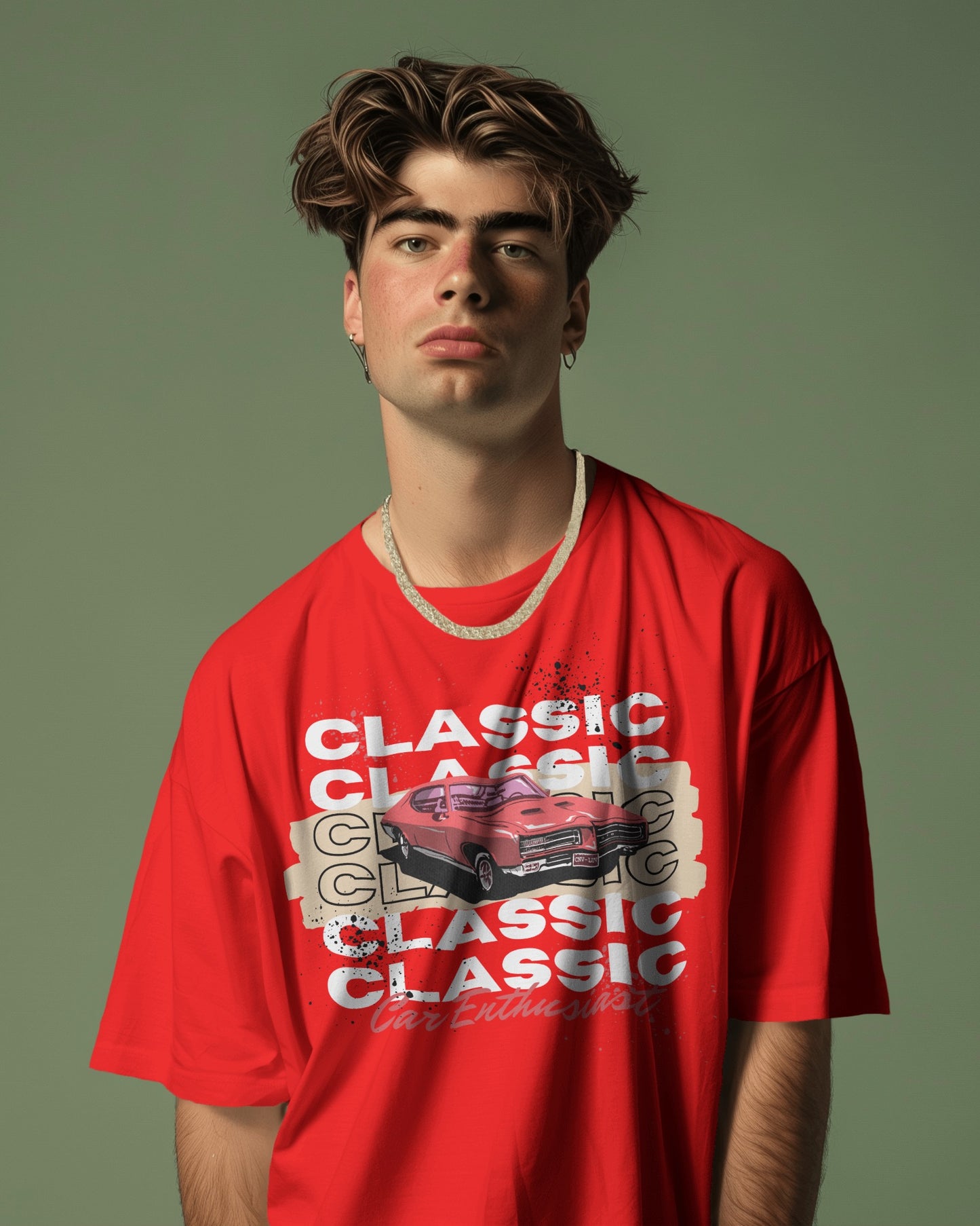 Oversized Men T-Shirts Classic Car Enthusiast