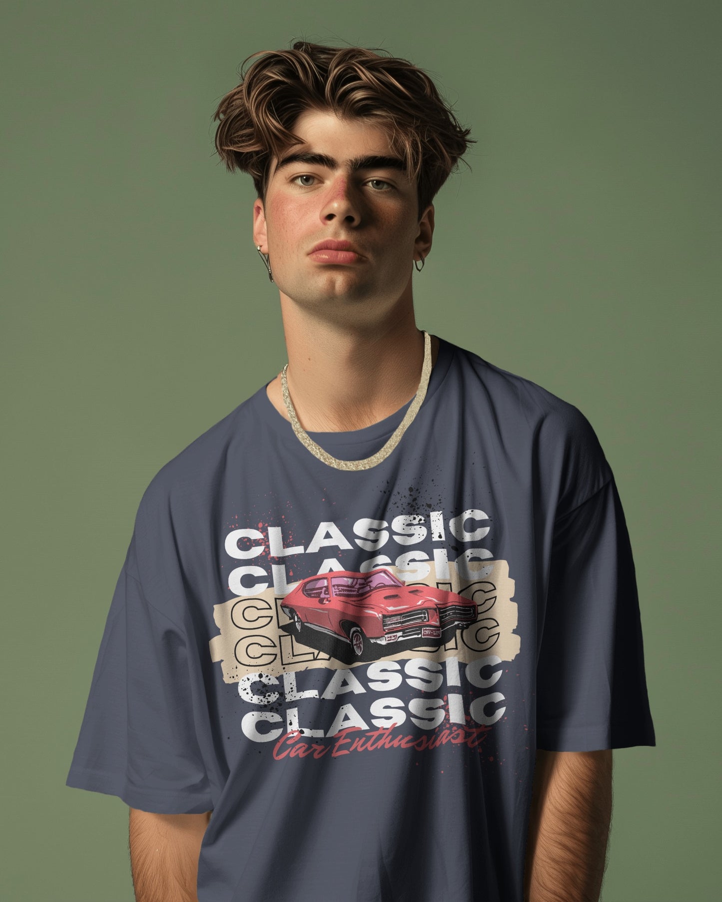 Oversized Men T-Shirts Classic Car Enthusiast