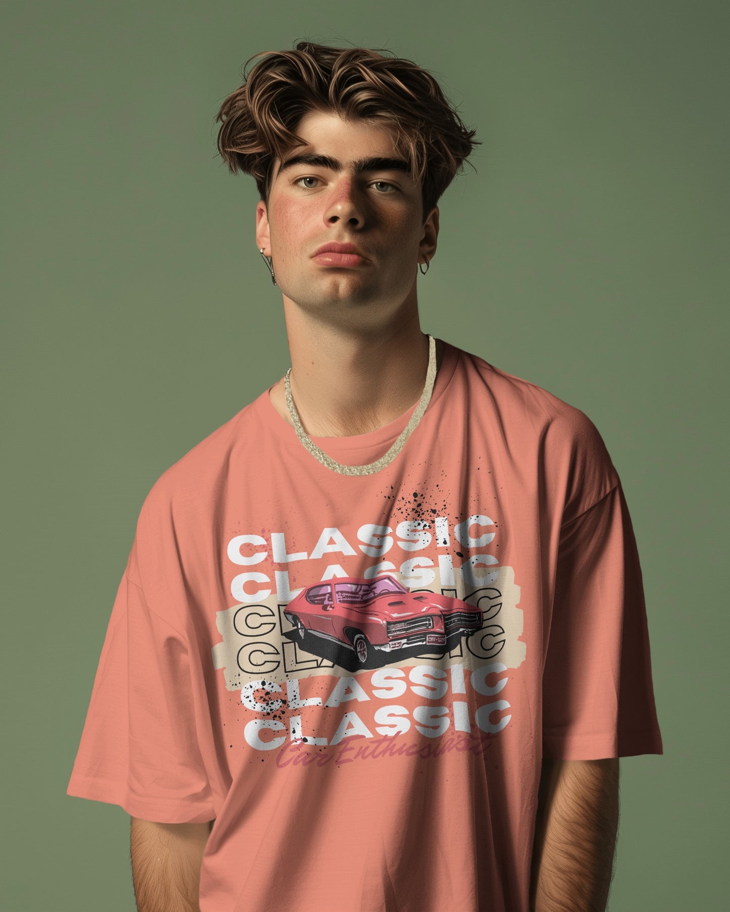 Oversized Men T-Shirts Classic Car Enthusiast