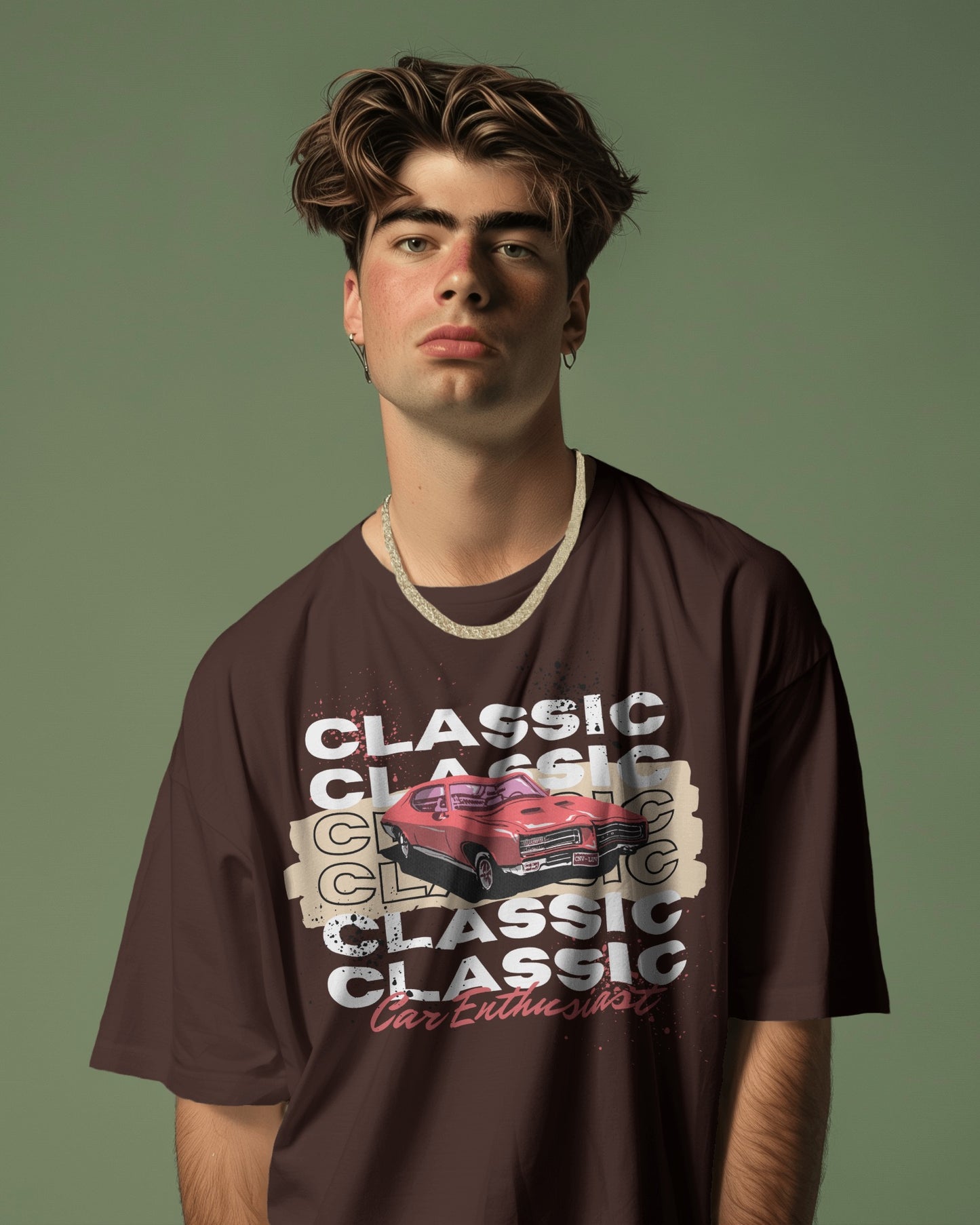 Oversized Men T-Shirts Classic Car Enthusiast