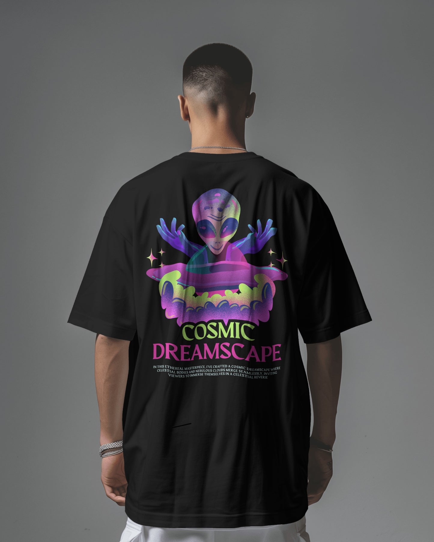 Oversized Men T-Shirts Cosmic Dreamscape
