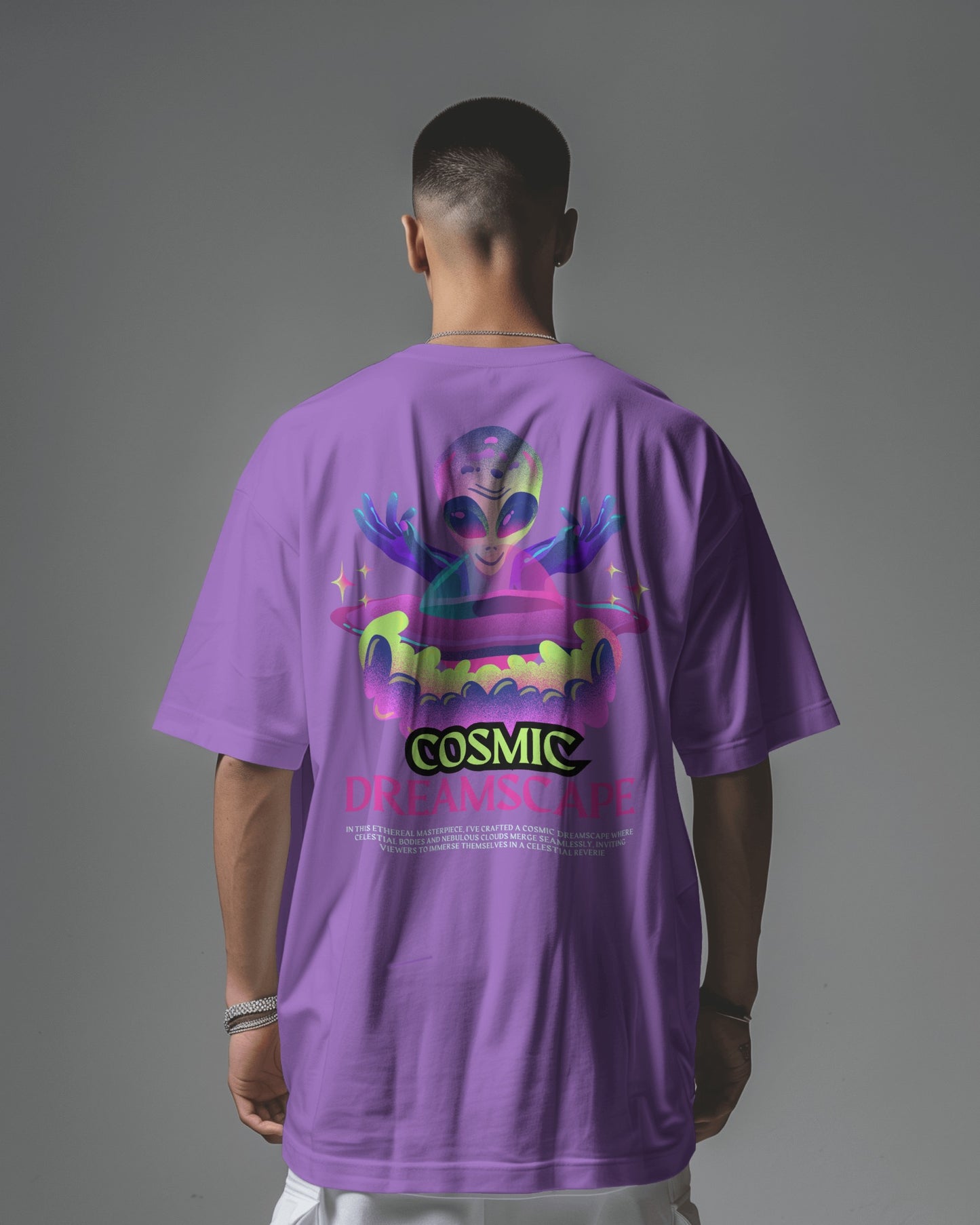 Oversized Men T-Shirts Cosmic Dreamscape