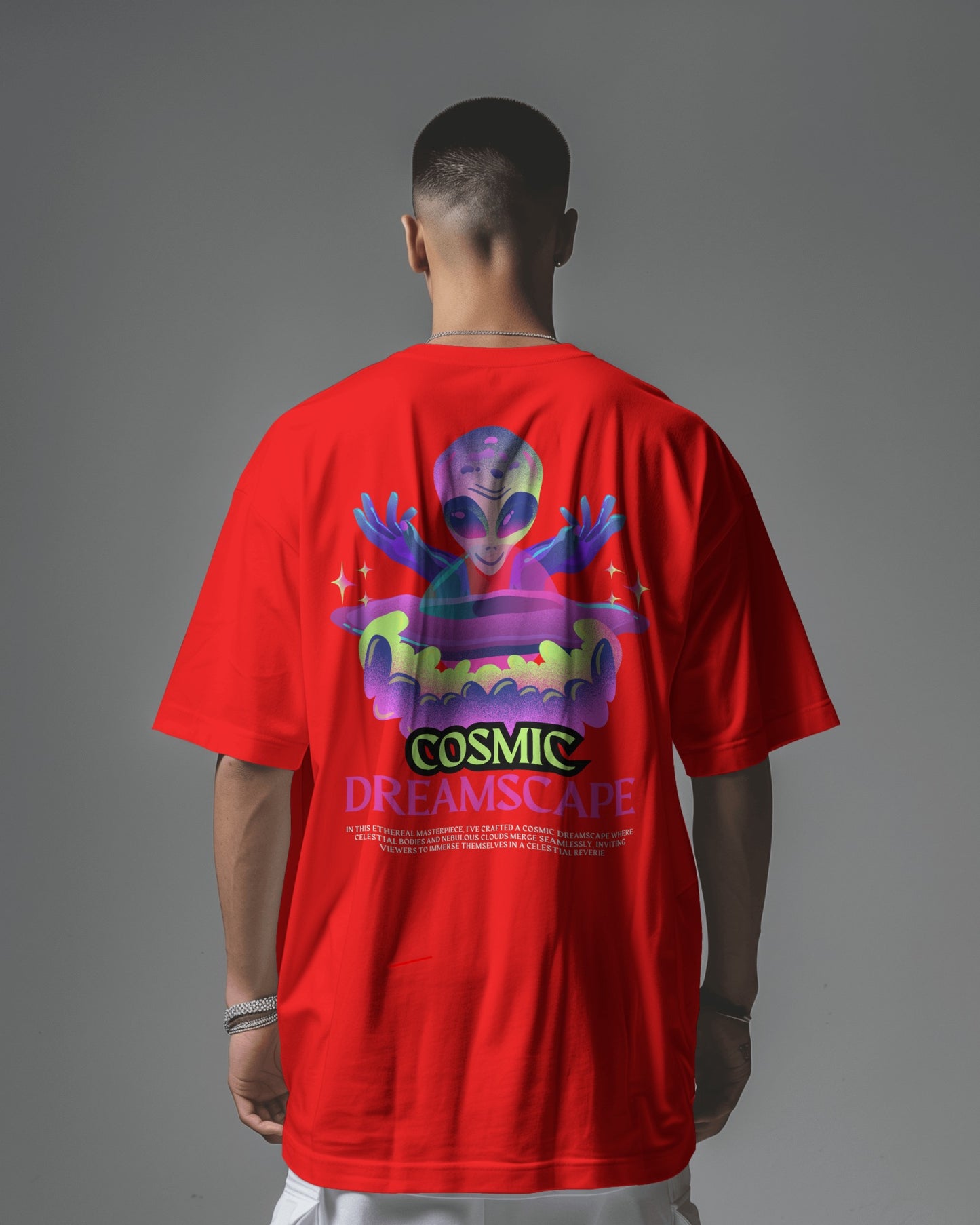 Oversized Men T-Shirts Cosmic Dreamscape