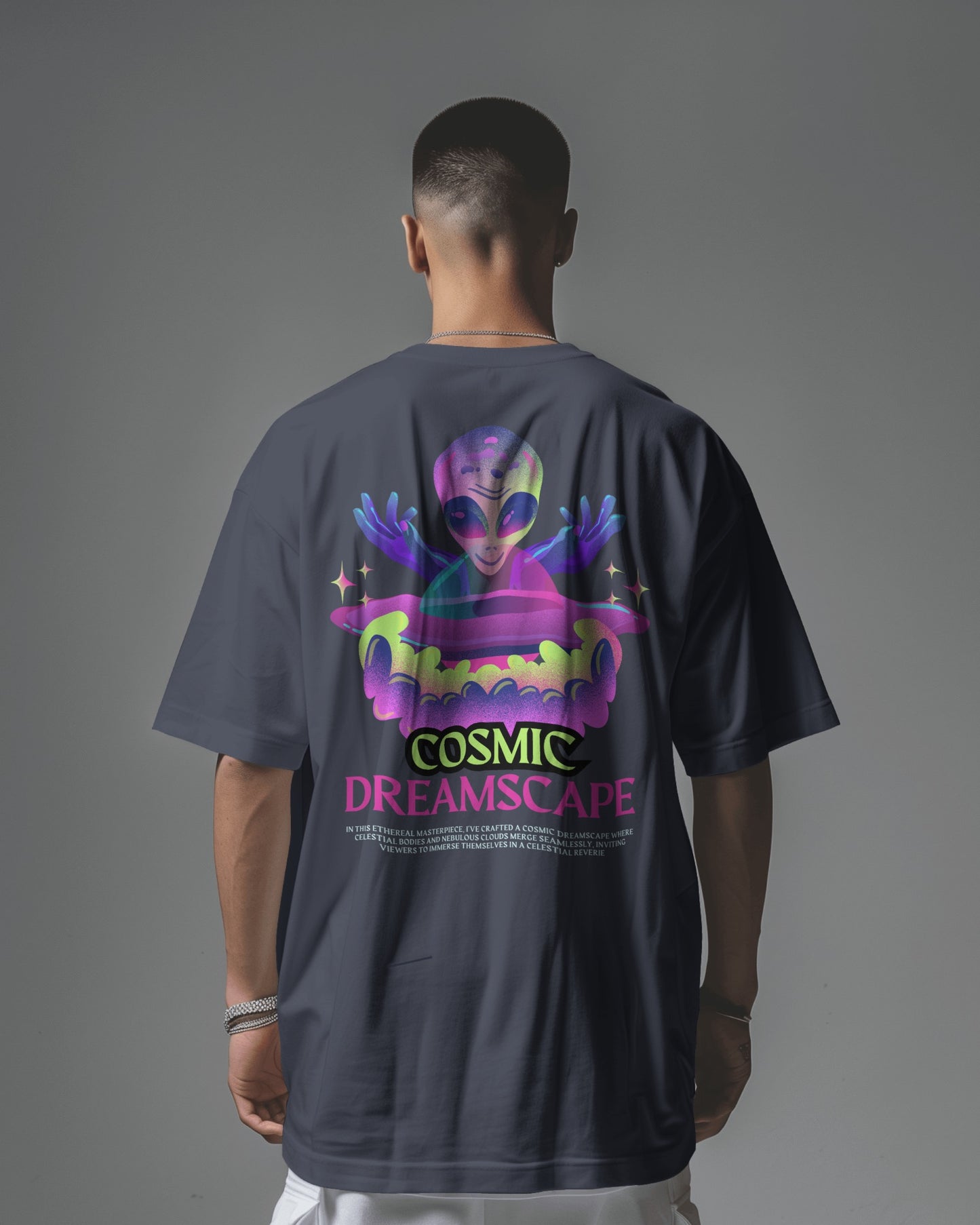 Oversized Men T-Shirts Cosmic Dreamscape