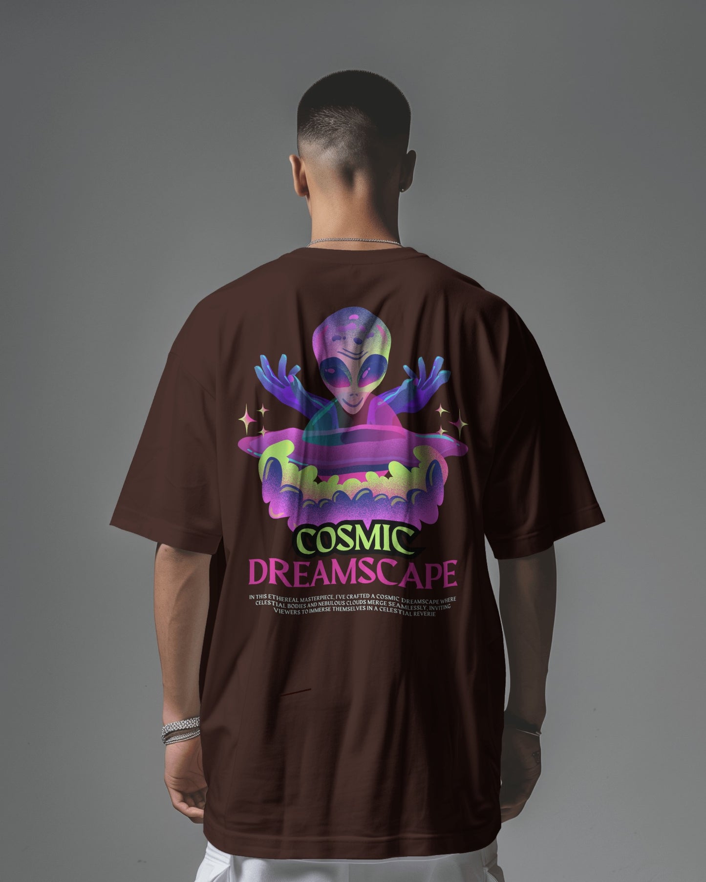 Oversized Men T-Shirts Cosmic Dreamscape