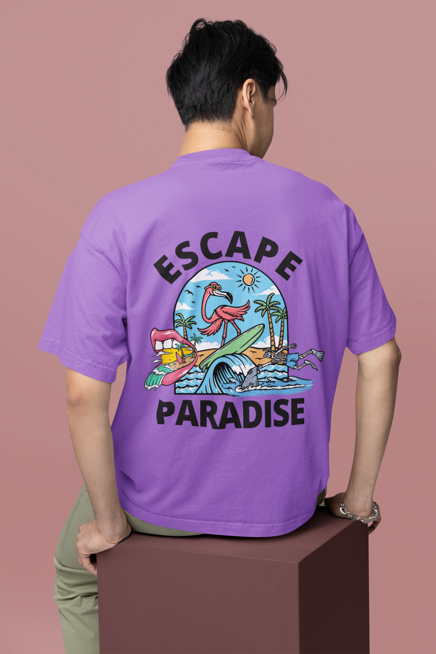 Oversized Men T-Shirts Escape Paradise