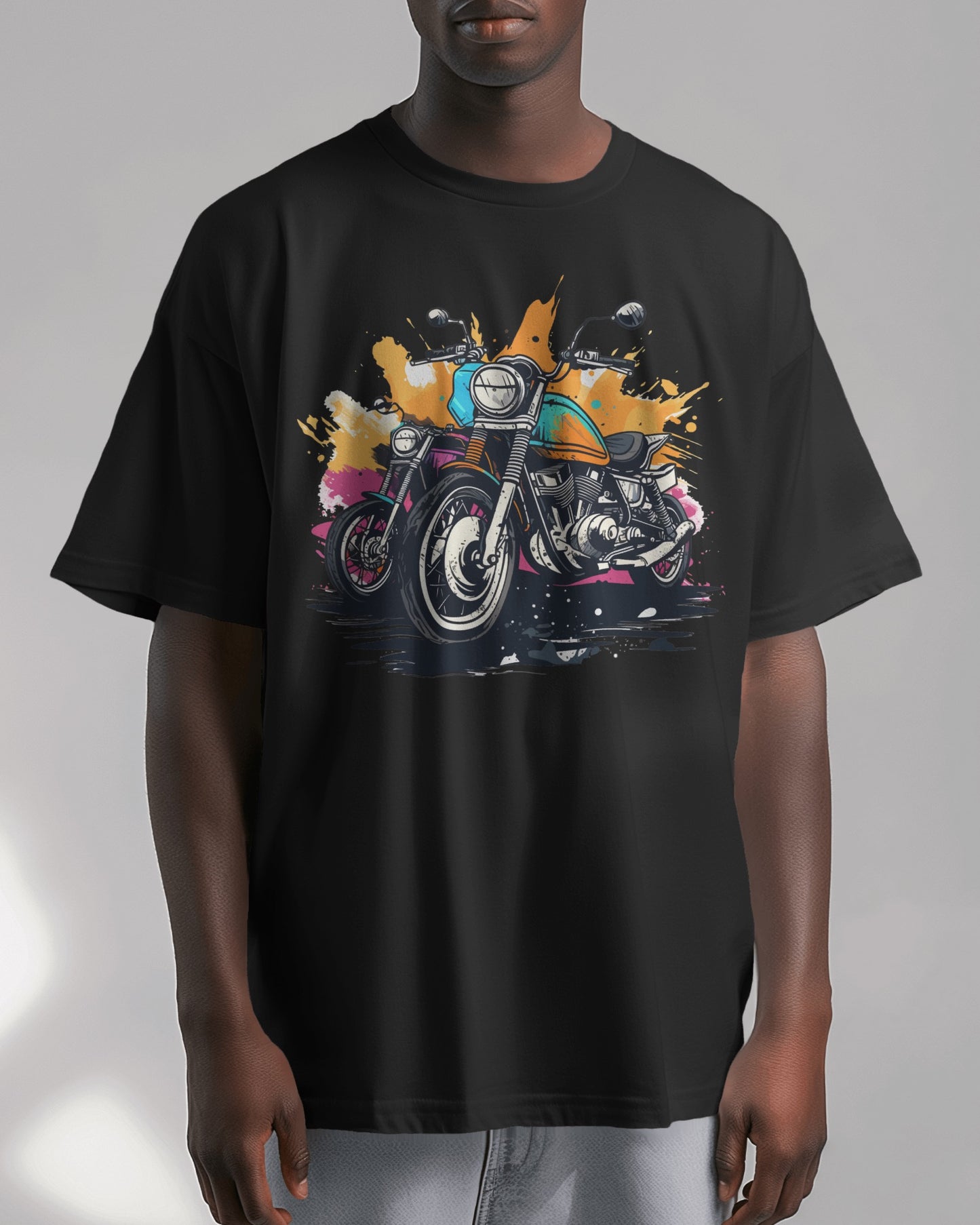 Oversized Men T-Shirts Dirt Bike Cartoon