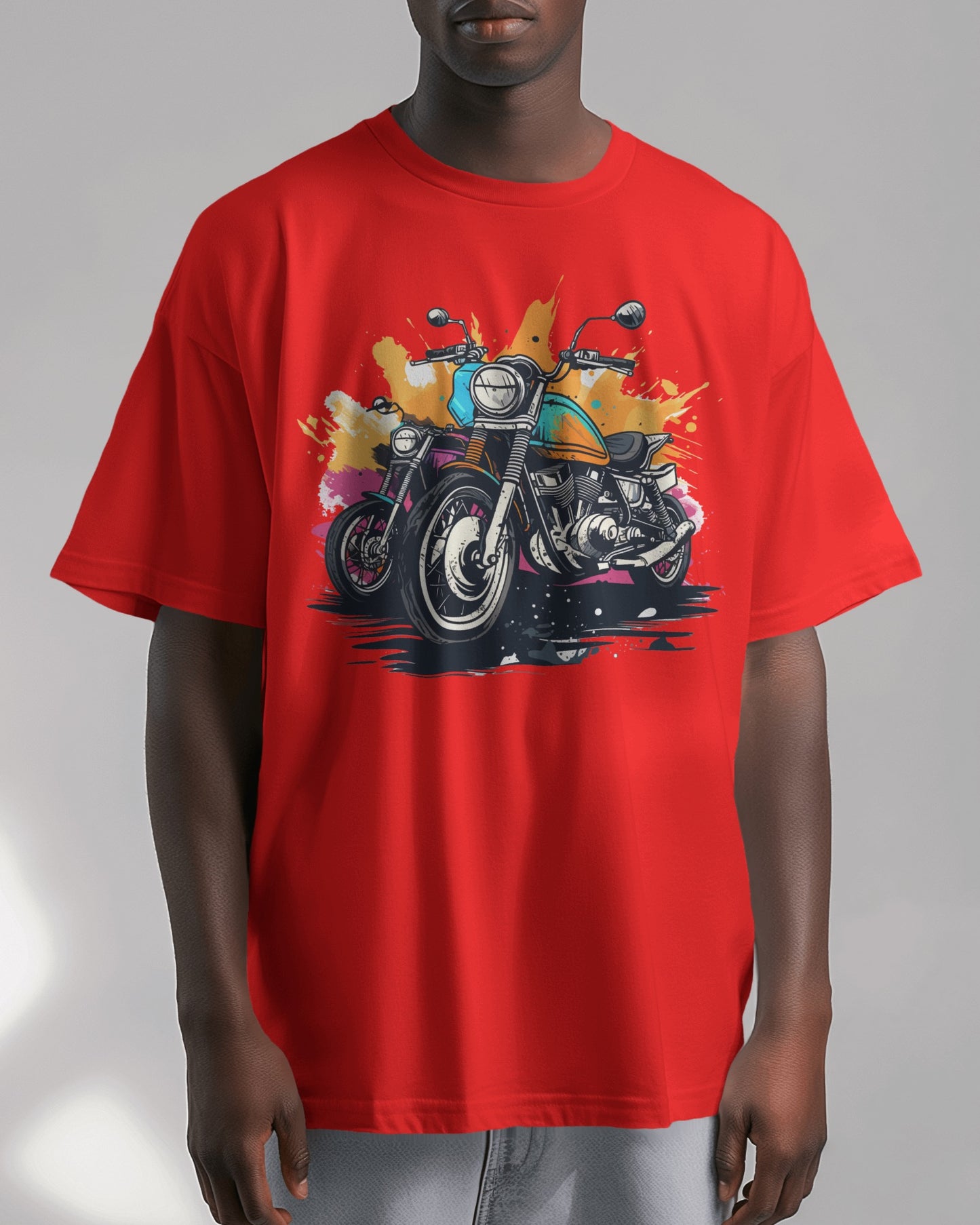 Oversized Men T-Shirts Dirt Bike Cartoon