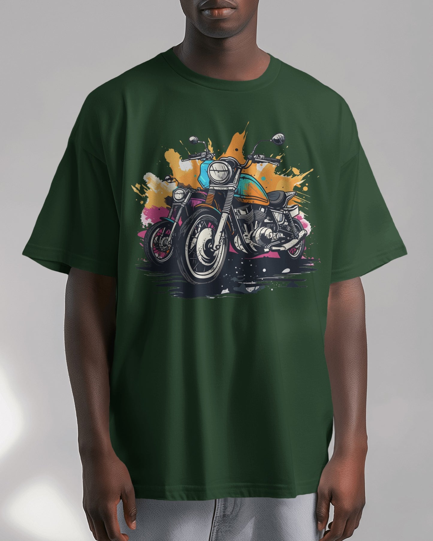 Oversized Men T-Shirts Dirt Bike Cartoon