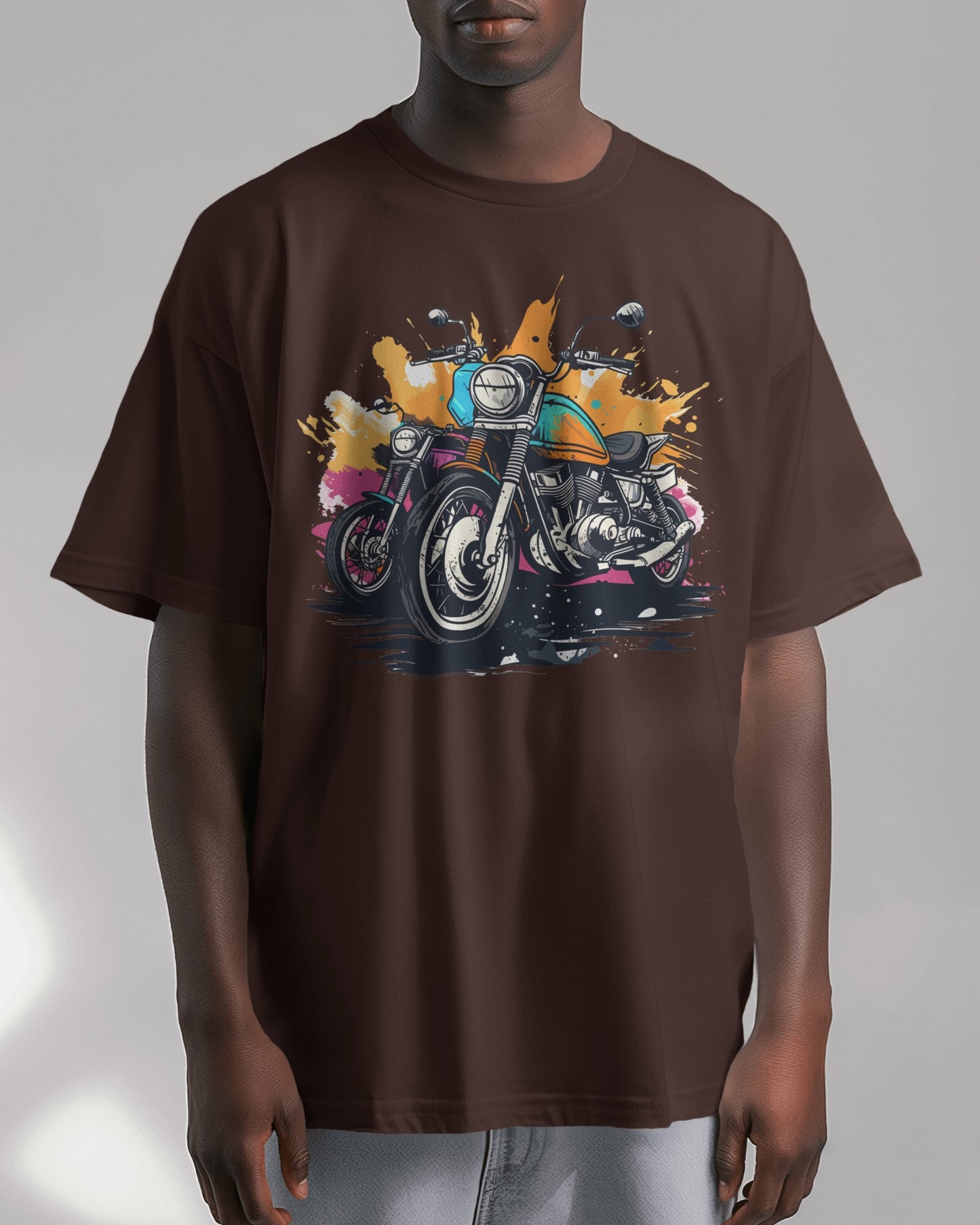 Oversized Men T-Shirts Dirt Bike Cartoon