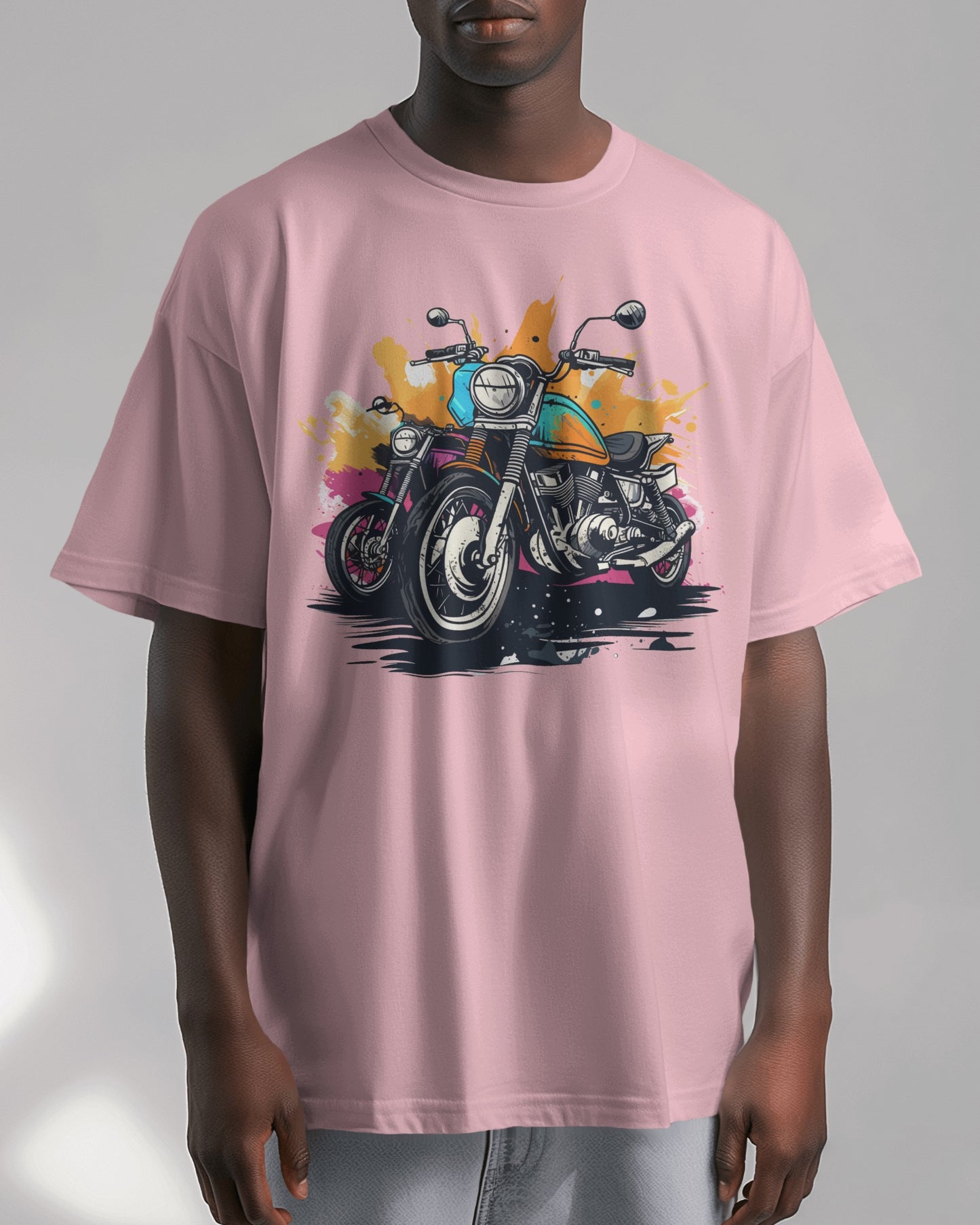 Oversized Men T-Shirts Dirt Bike Cartoon