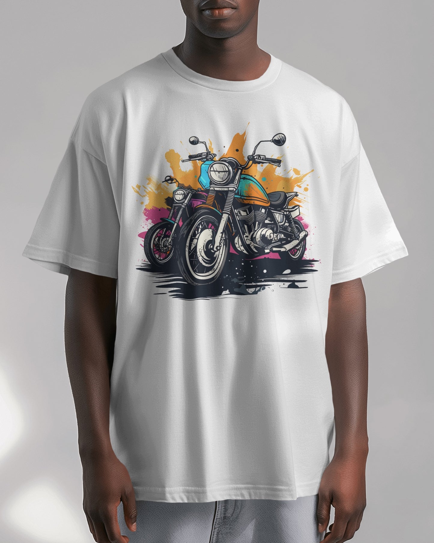 Oversized Men T-Shirts Dirt Bike Cartoon