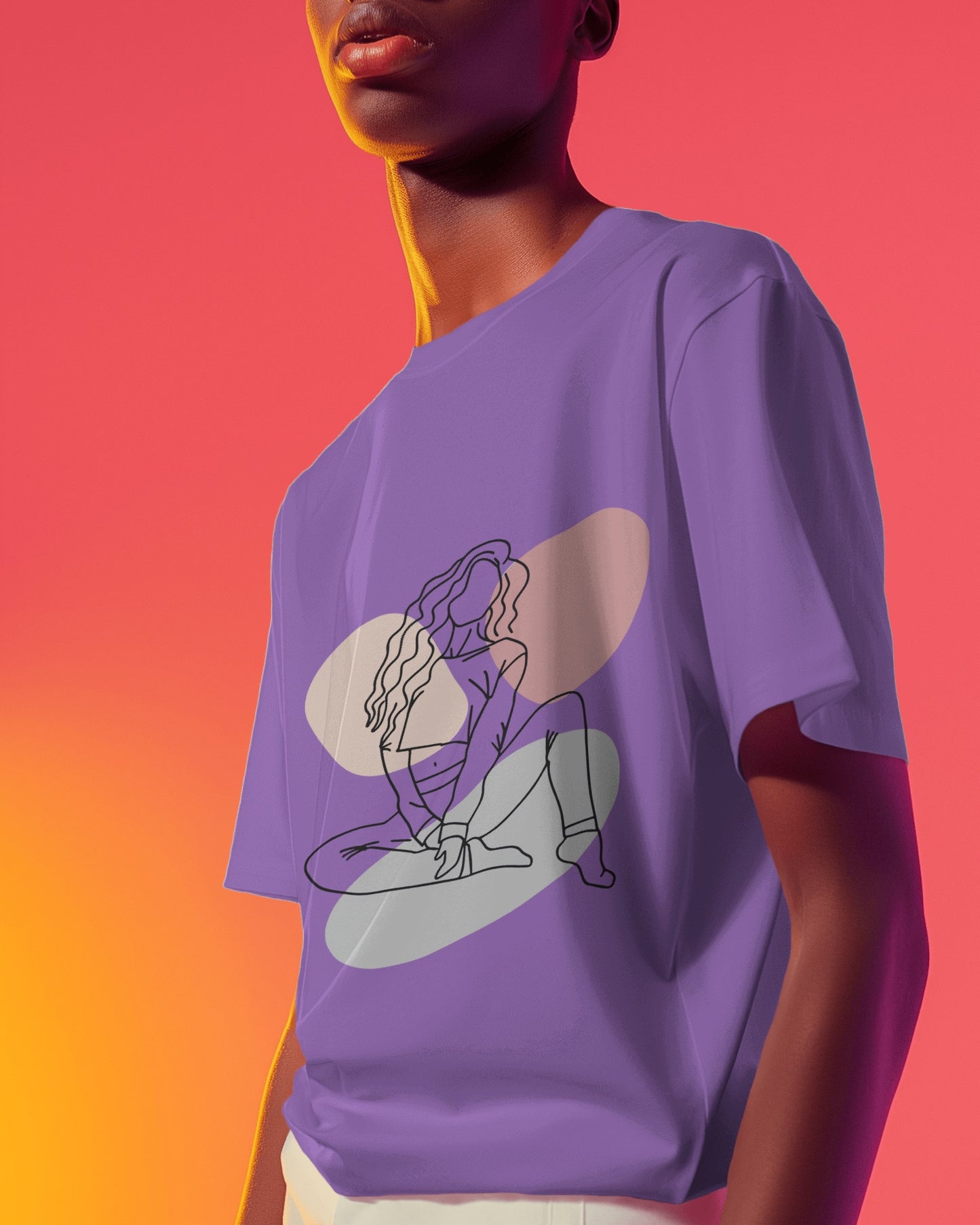 Oversized Women T-Shirts Sketch Woman