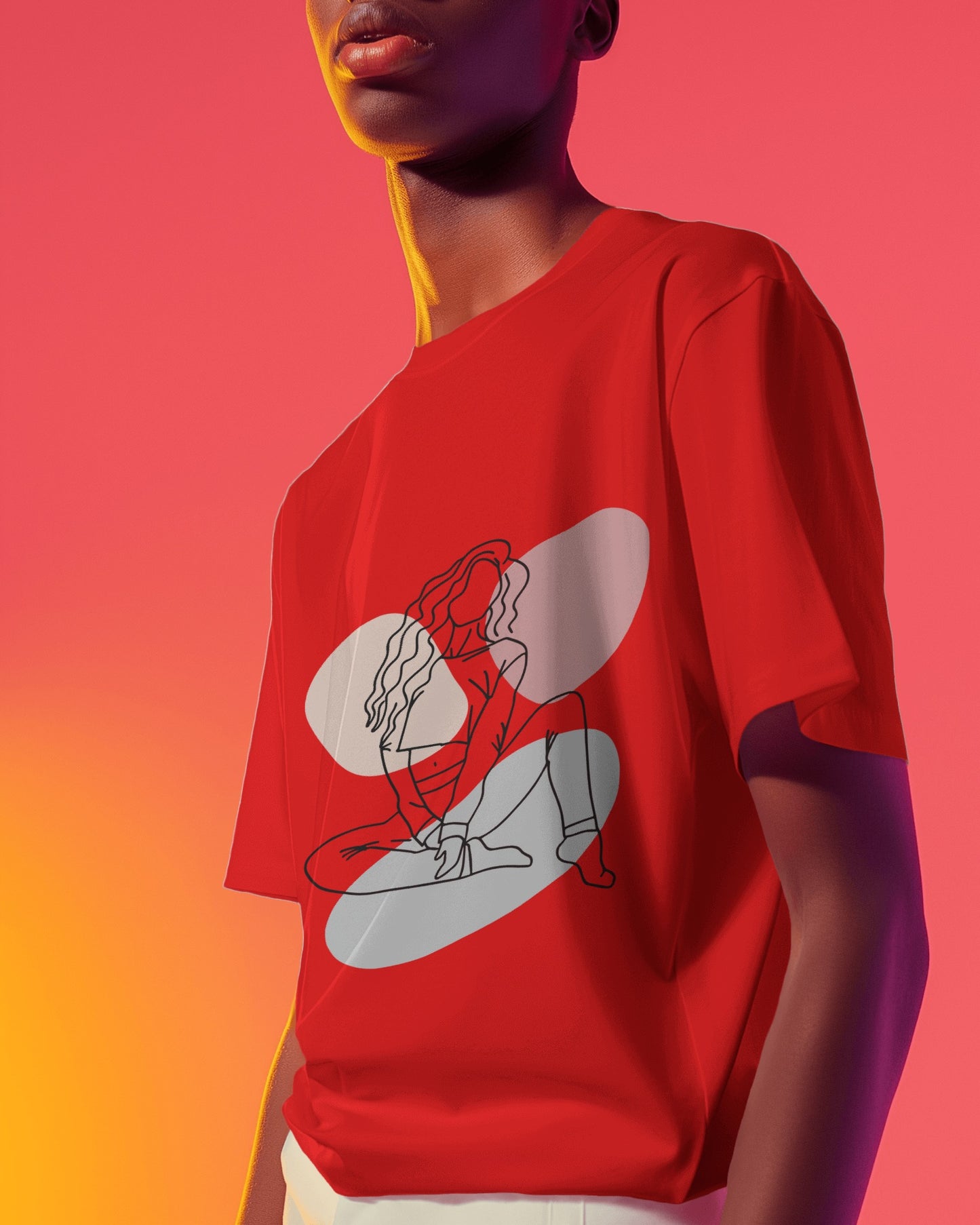 Oversized Women T-Shirts Sketch Woman