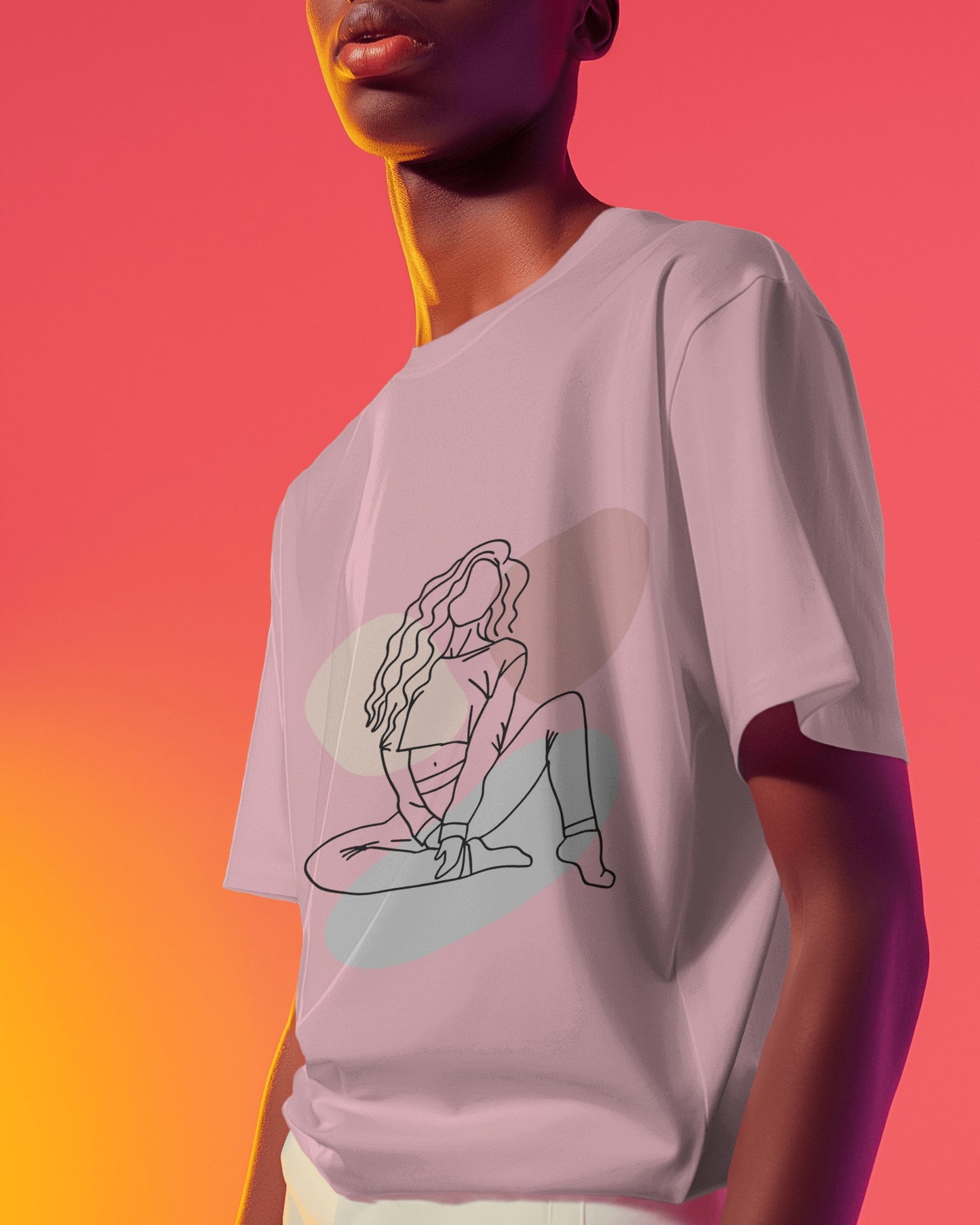 Oversized Women T-Shirts Sketch Woman