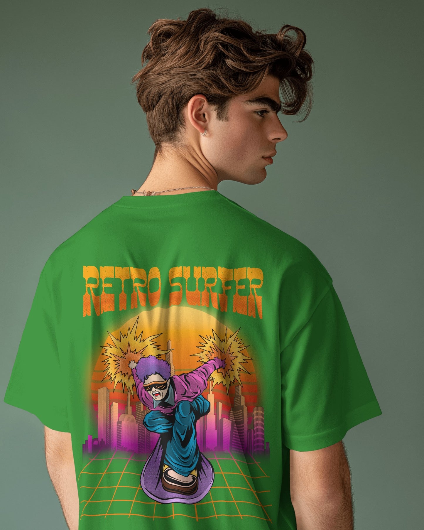Oversized Men T-Shirts Retro Surfer