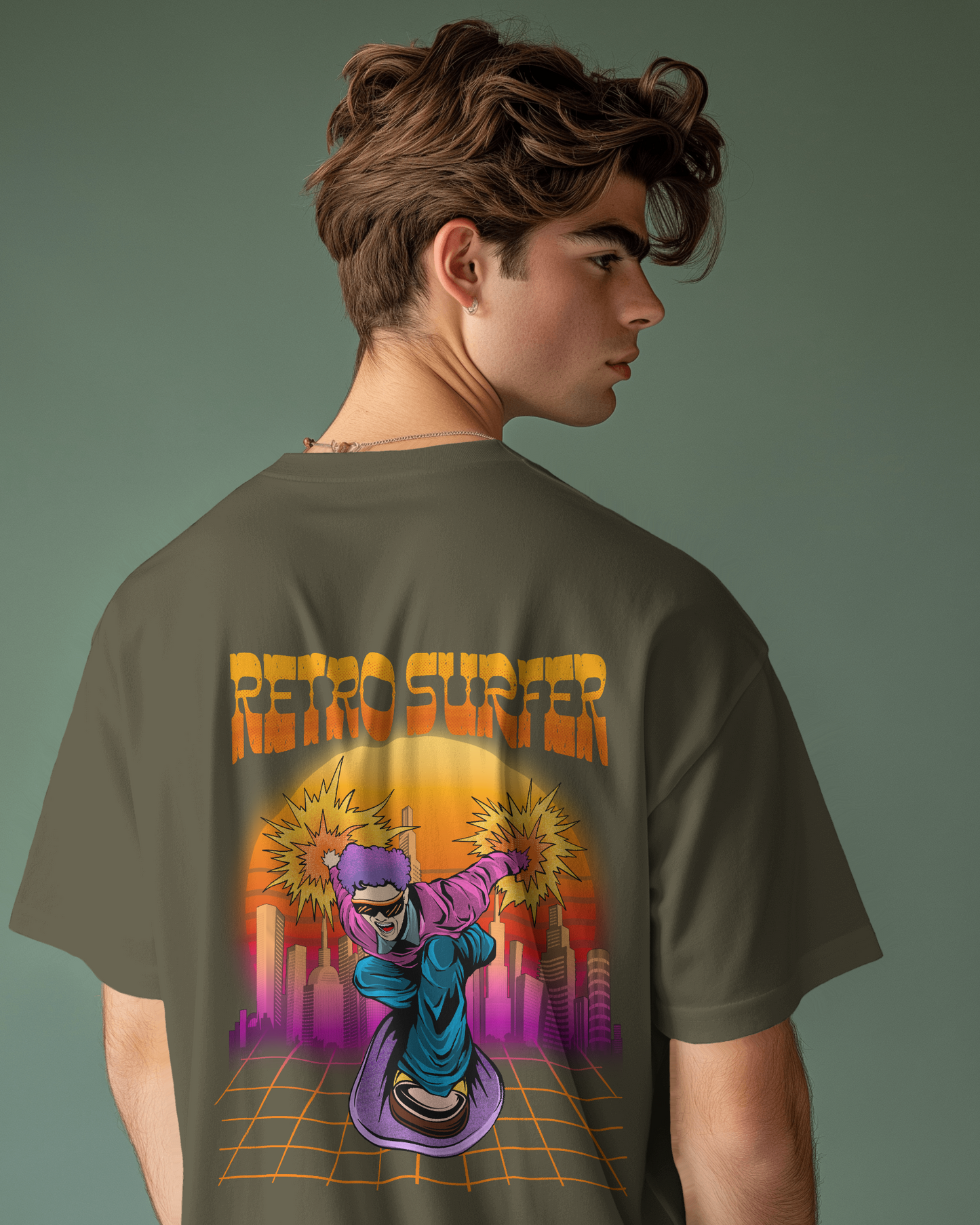 Oversized Men T-Shirts Retro Surfer
