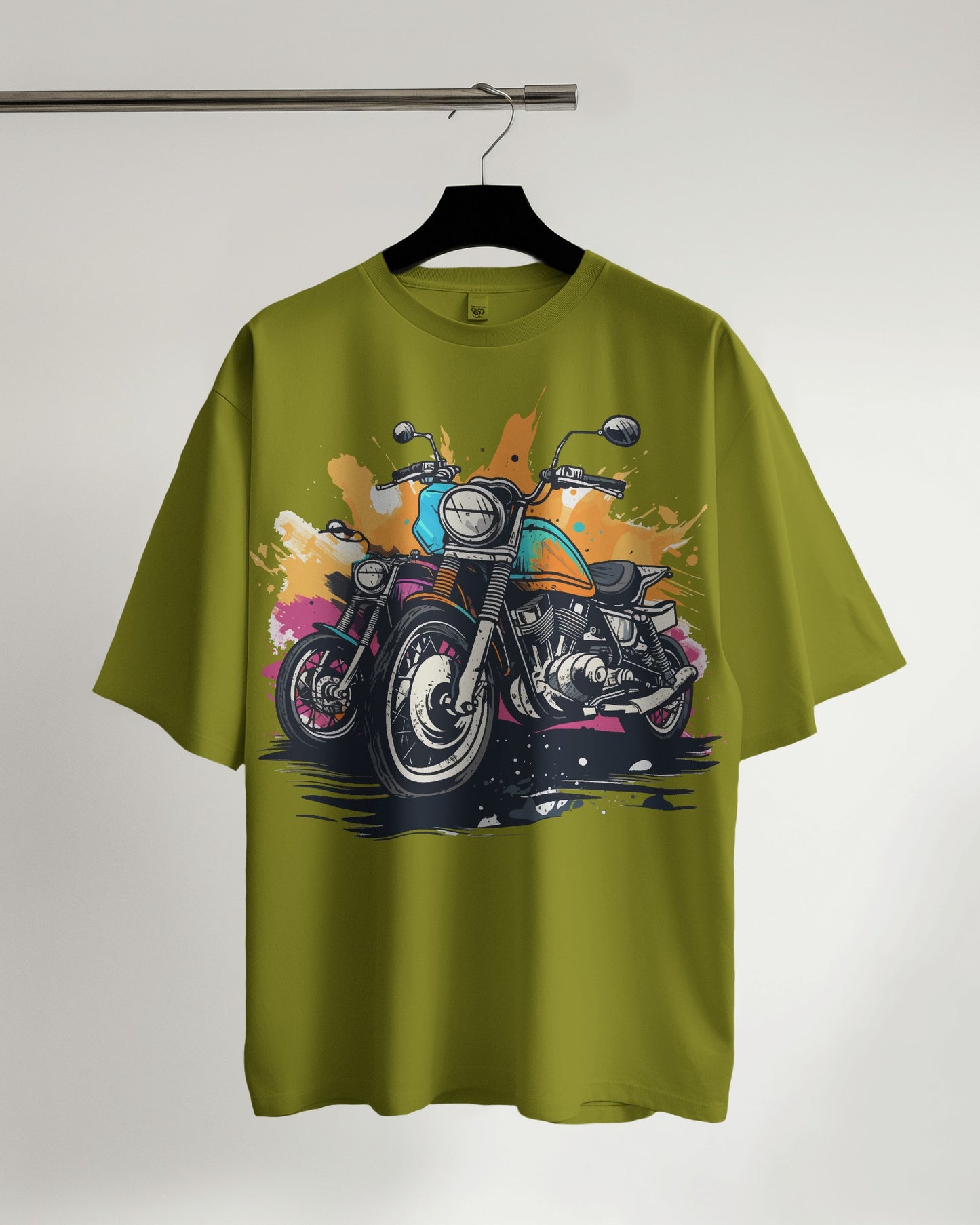 Oversized Men T-Shirts Dirt Bike Cartoon