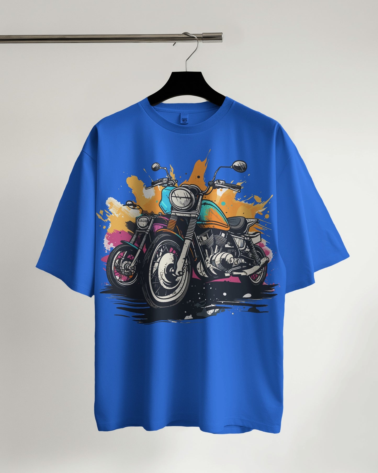 Oversized Men T-Shirts Dirt Bike Cartoon