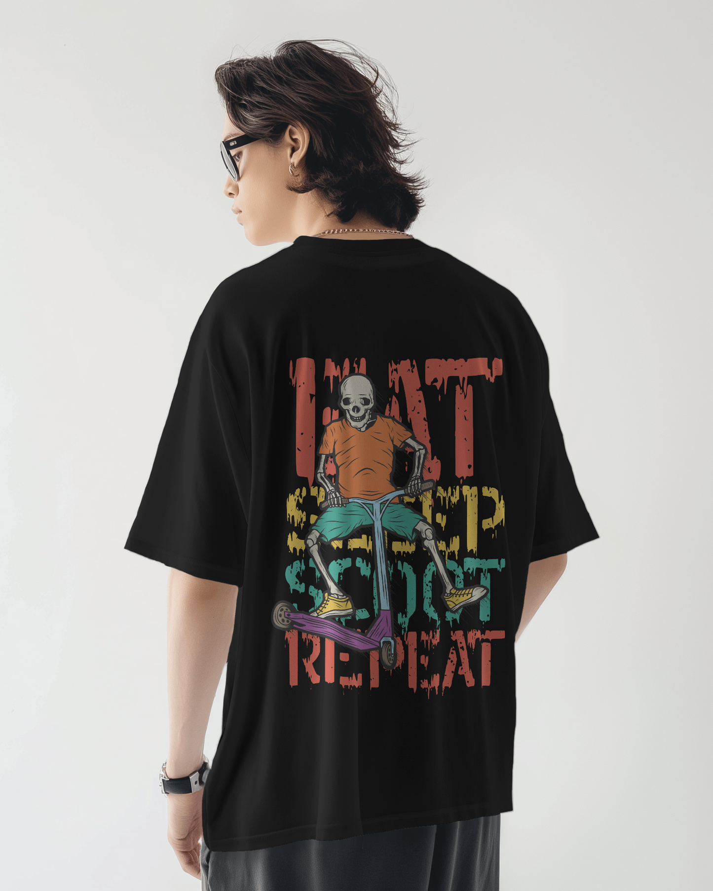 Oversized Men T-Shirts Eat Sleep Scoot Repeat