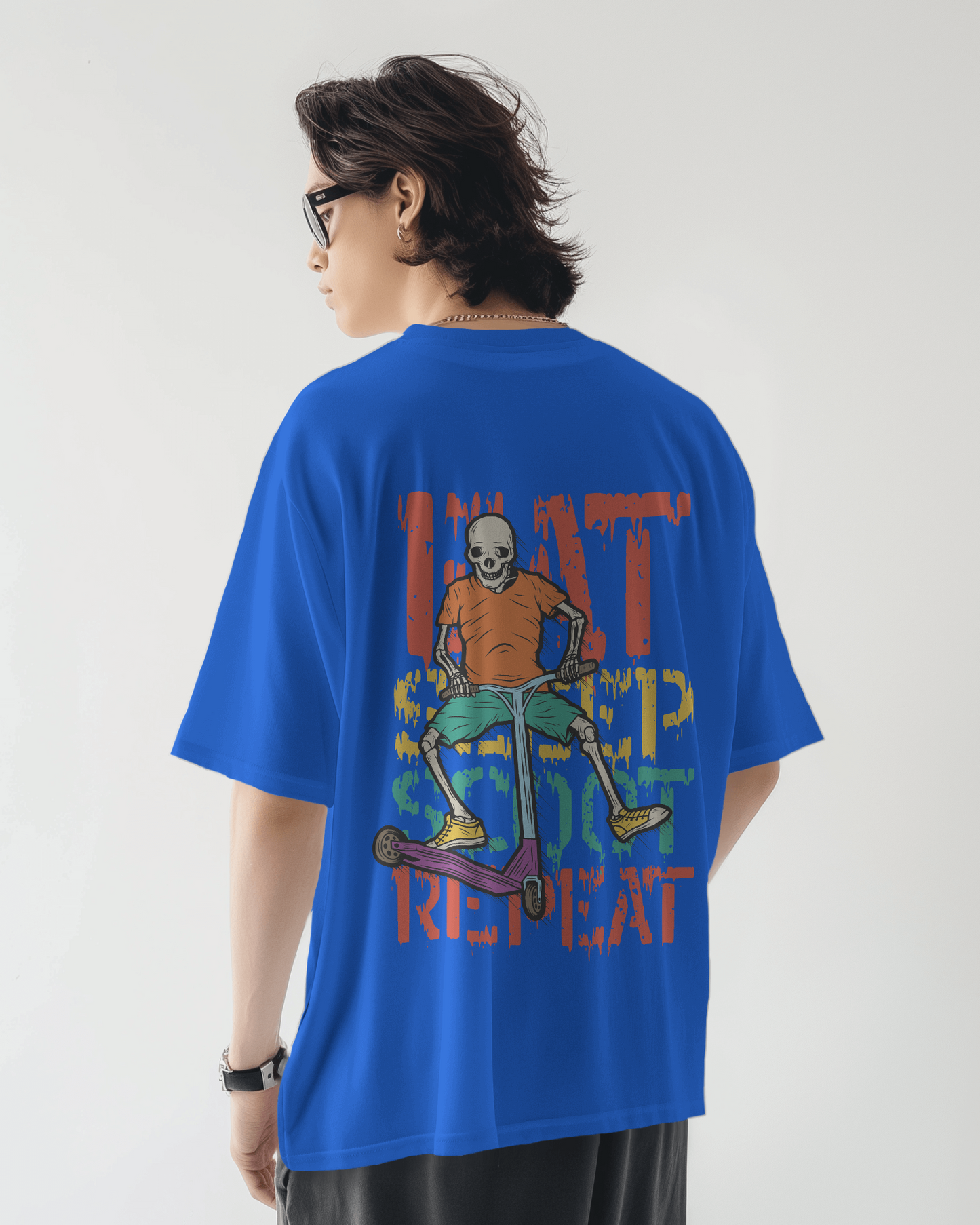 Oversized Men T-Shirts Eat Sleep Scoot Repeat