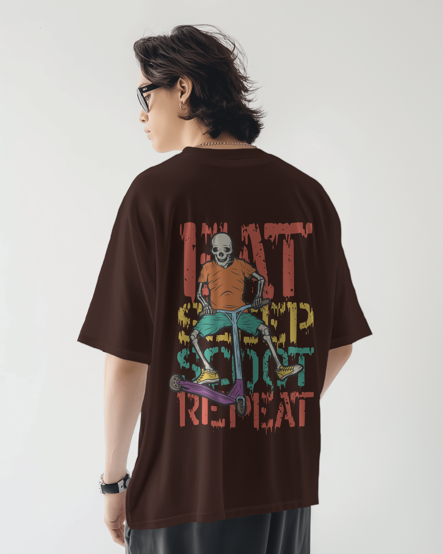 Oversized Men T-Shirts Eat Sleep Scoot Repeat