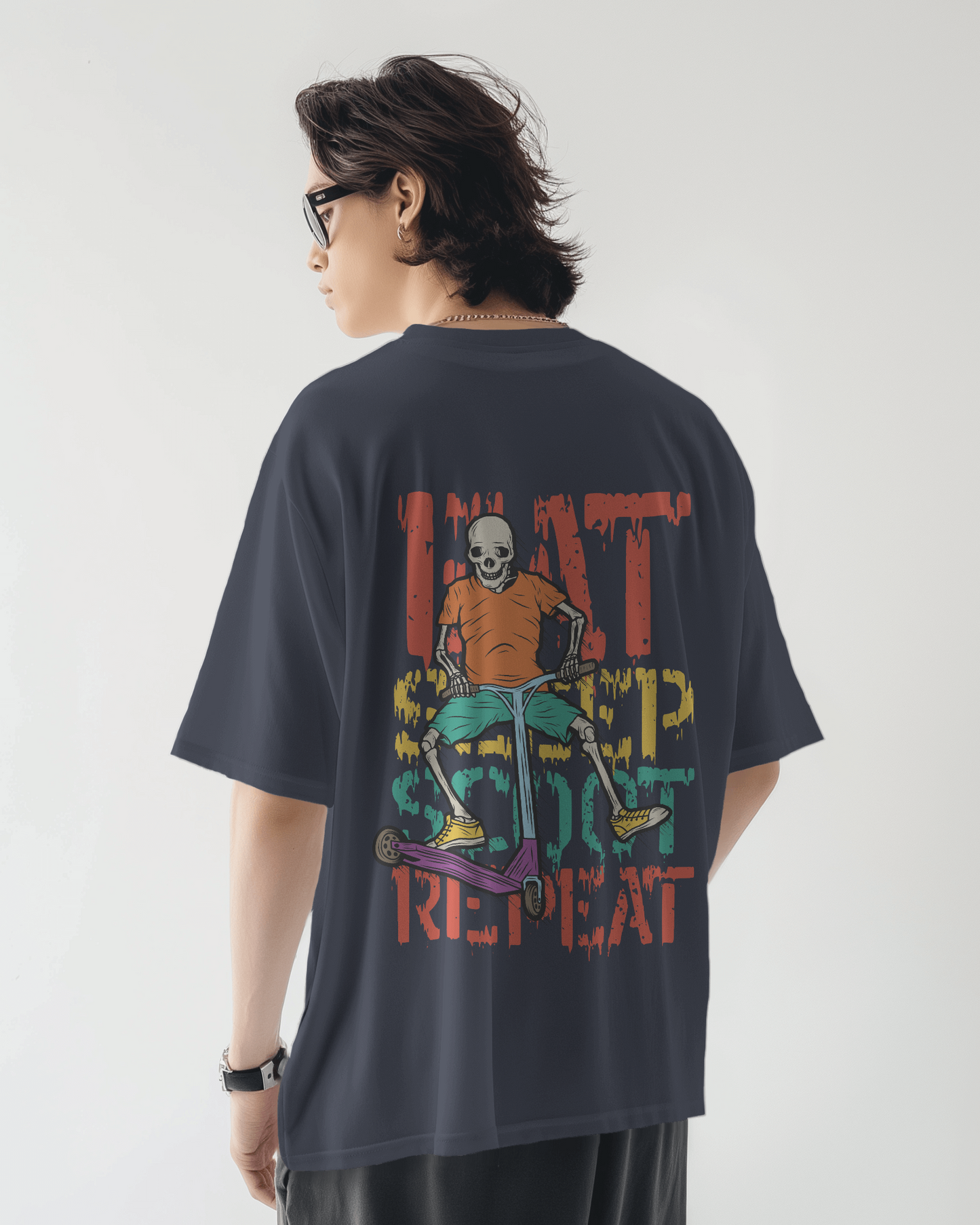 Oversized Men T-Shirts Eat Sleep Scoot Repeat