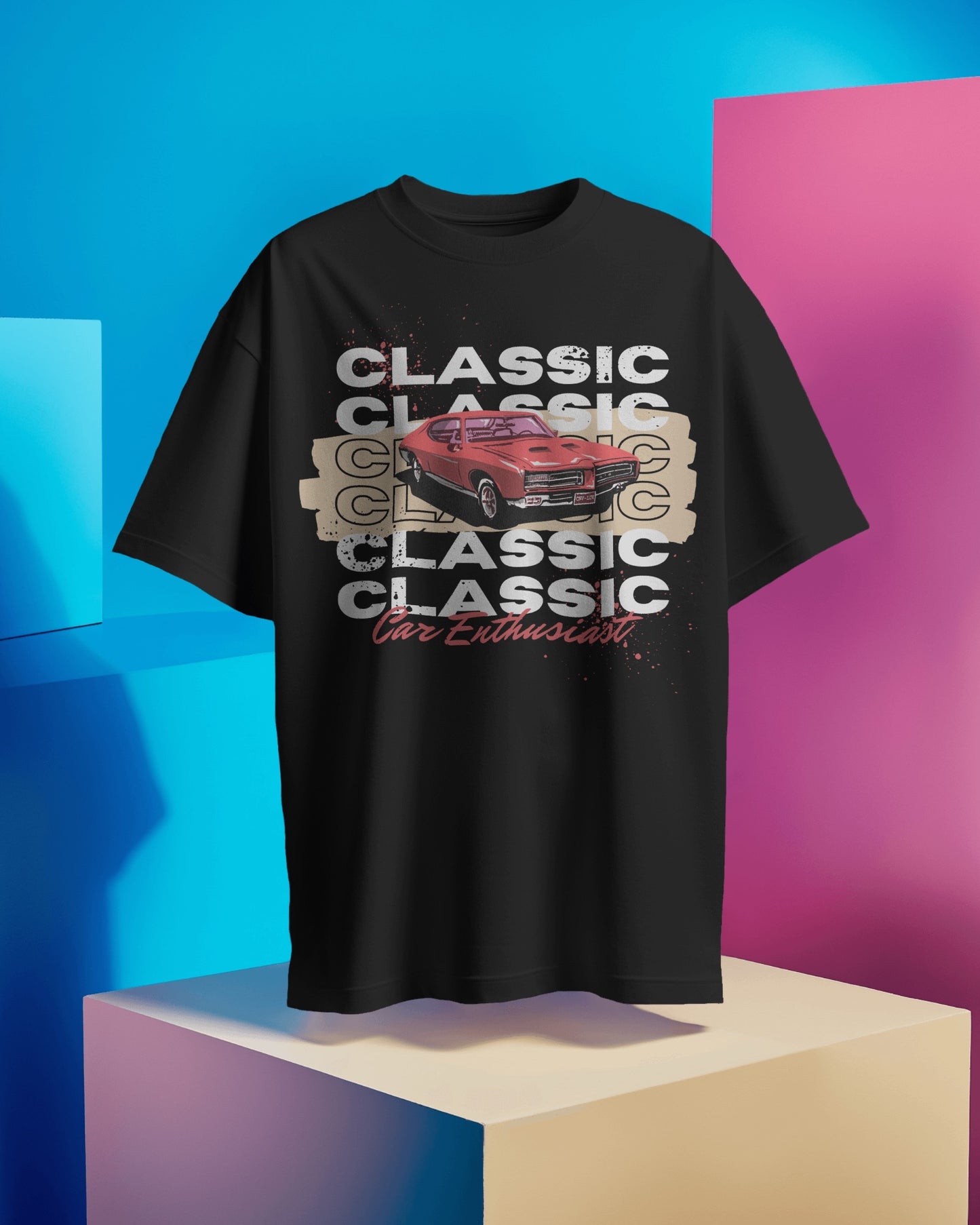 Oversized Men T-Shirts Classic Car Enthusiast