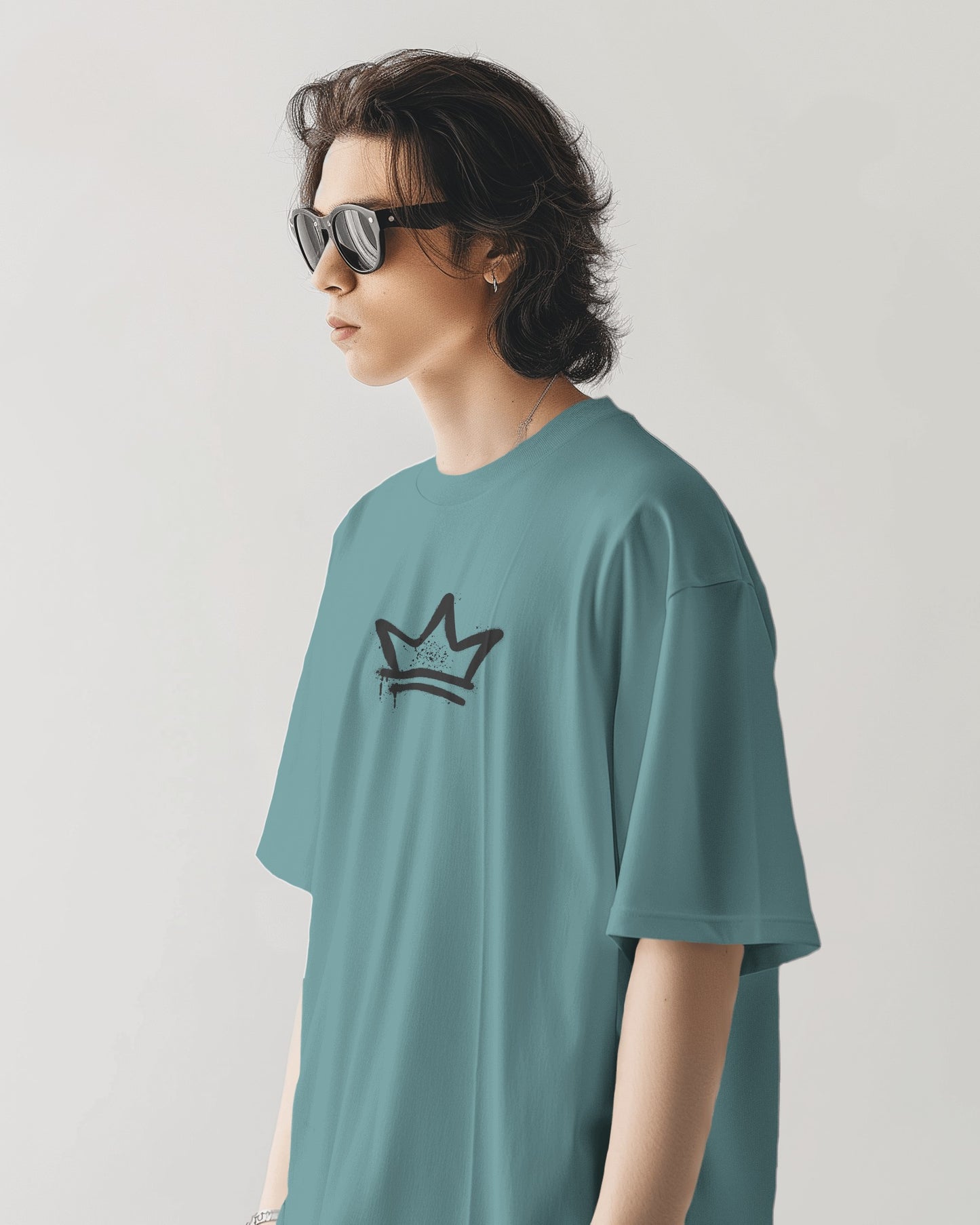 Oversized Men T-Shirts Crown On Stress Gone
