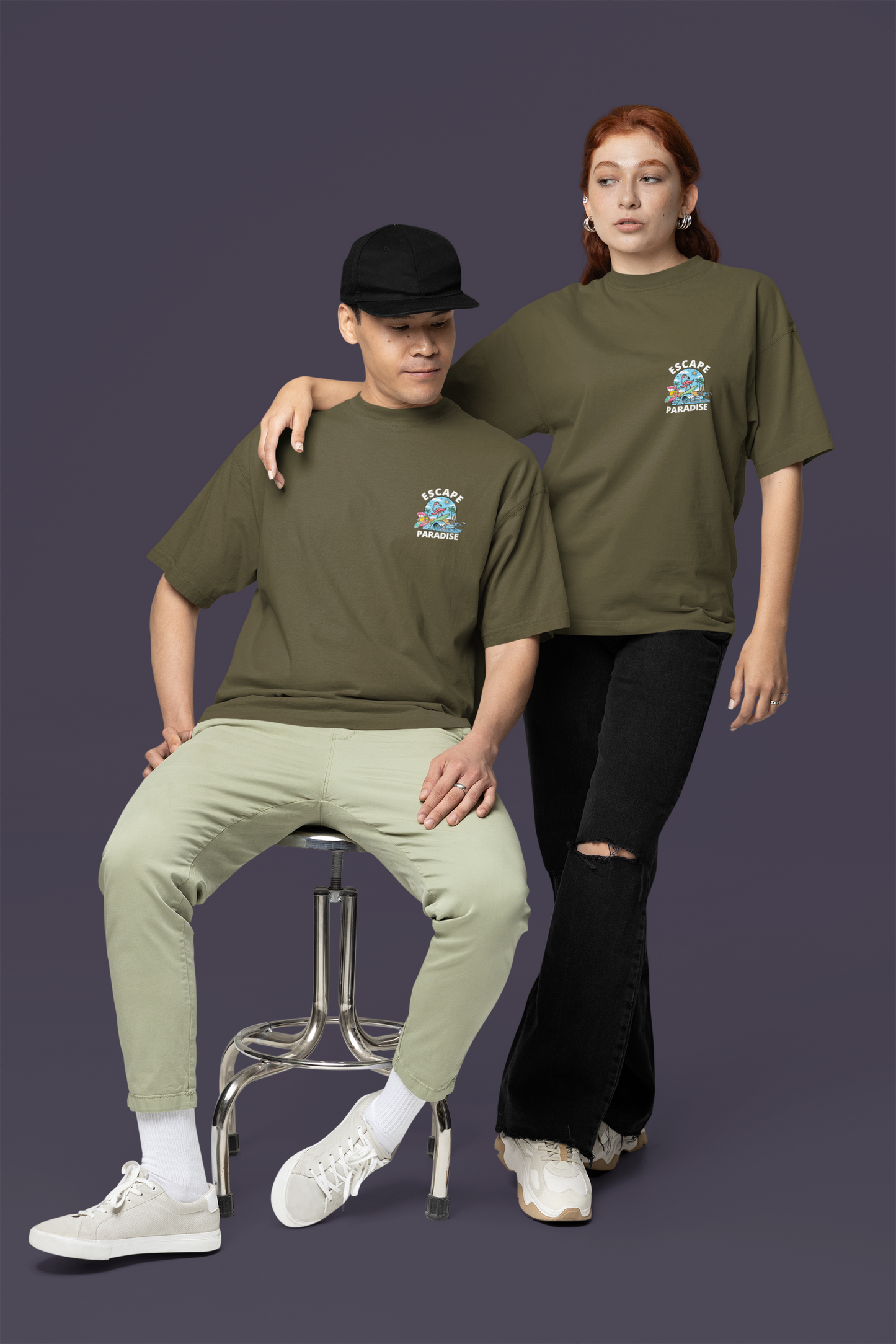 Oversized Men T-Shirts Escape Paradise