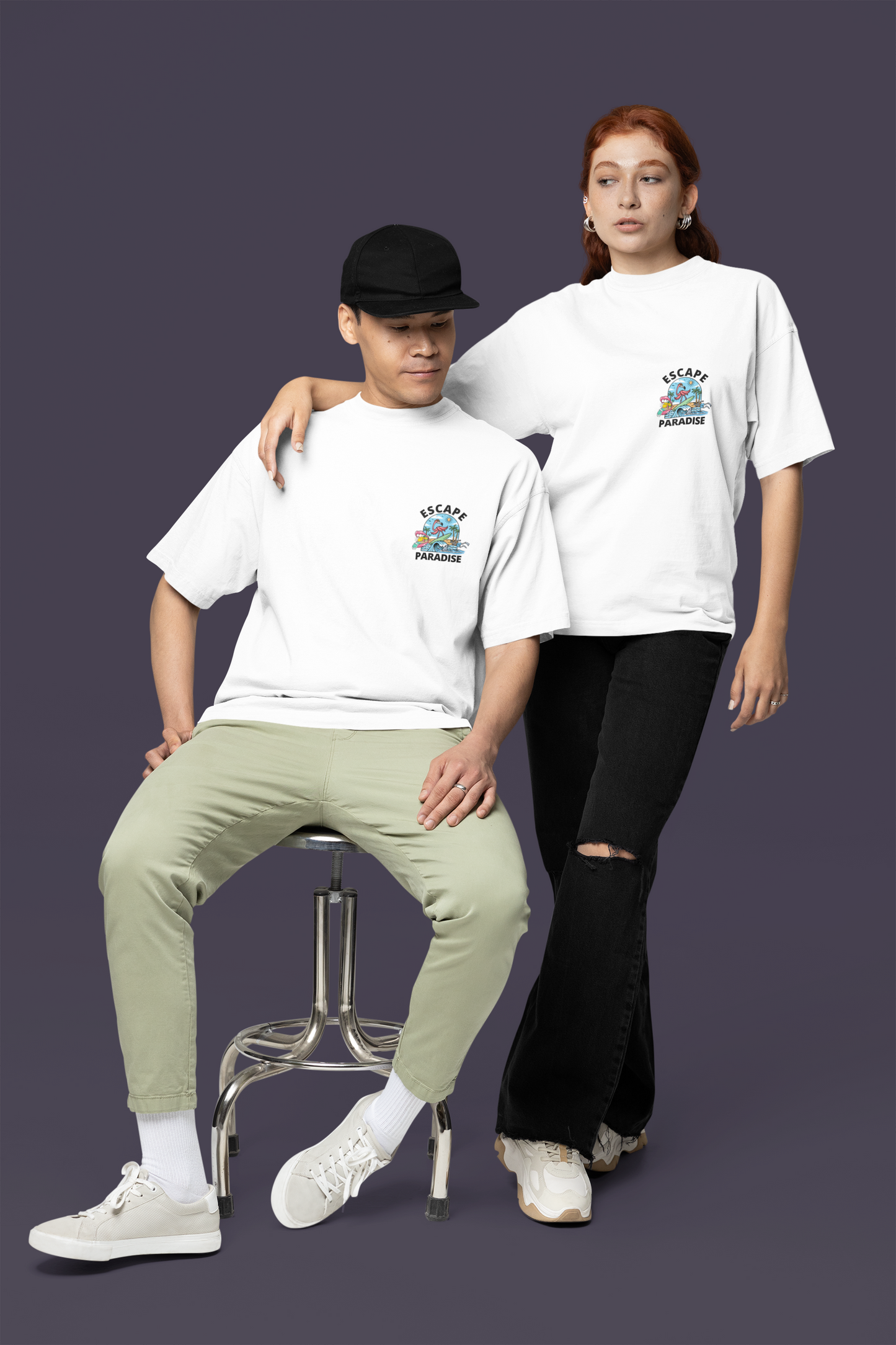 Oversized Men T-Shirts Escape Paradise