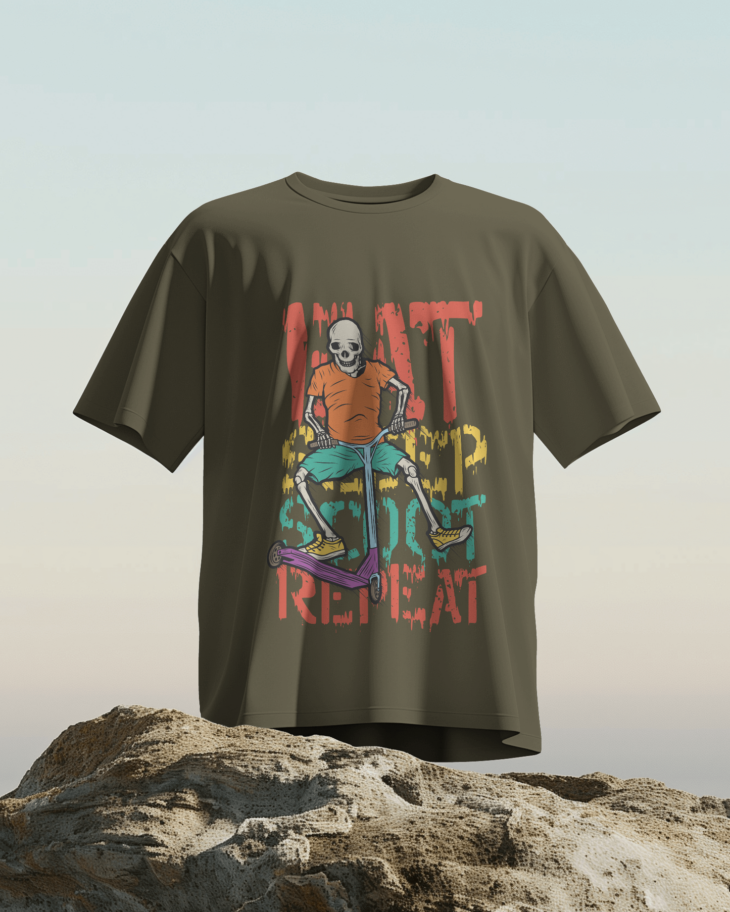 Oversized Men T-Shirts Eat Sleep Scoot Repeat