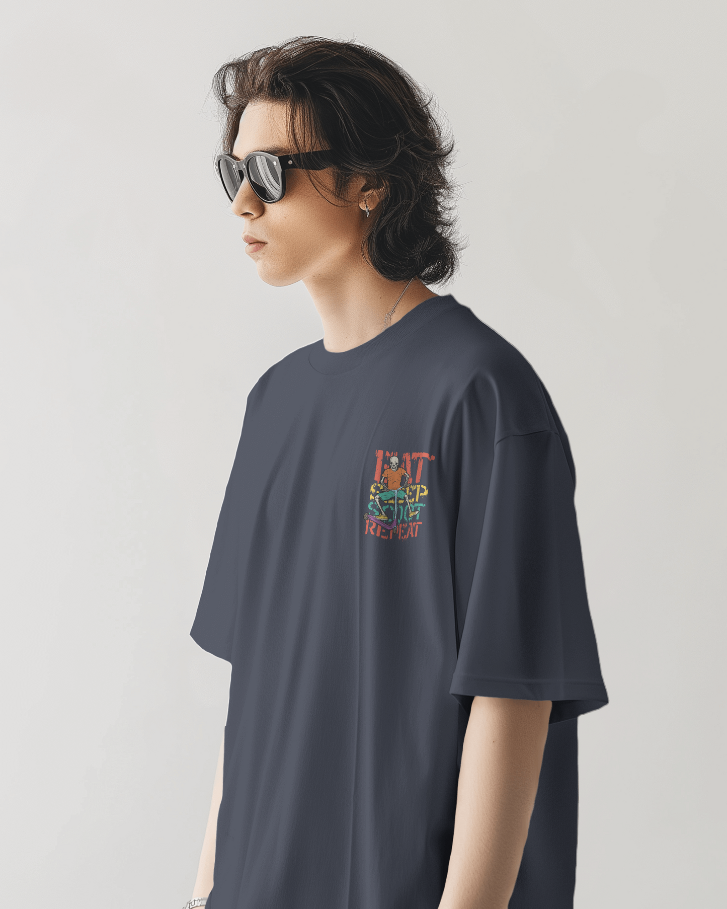 Oversized Men T-Shirts Eat Sleep Scoot Repeat
