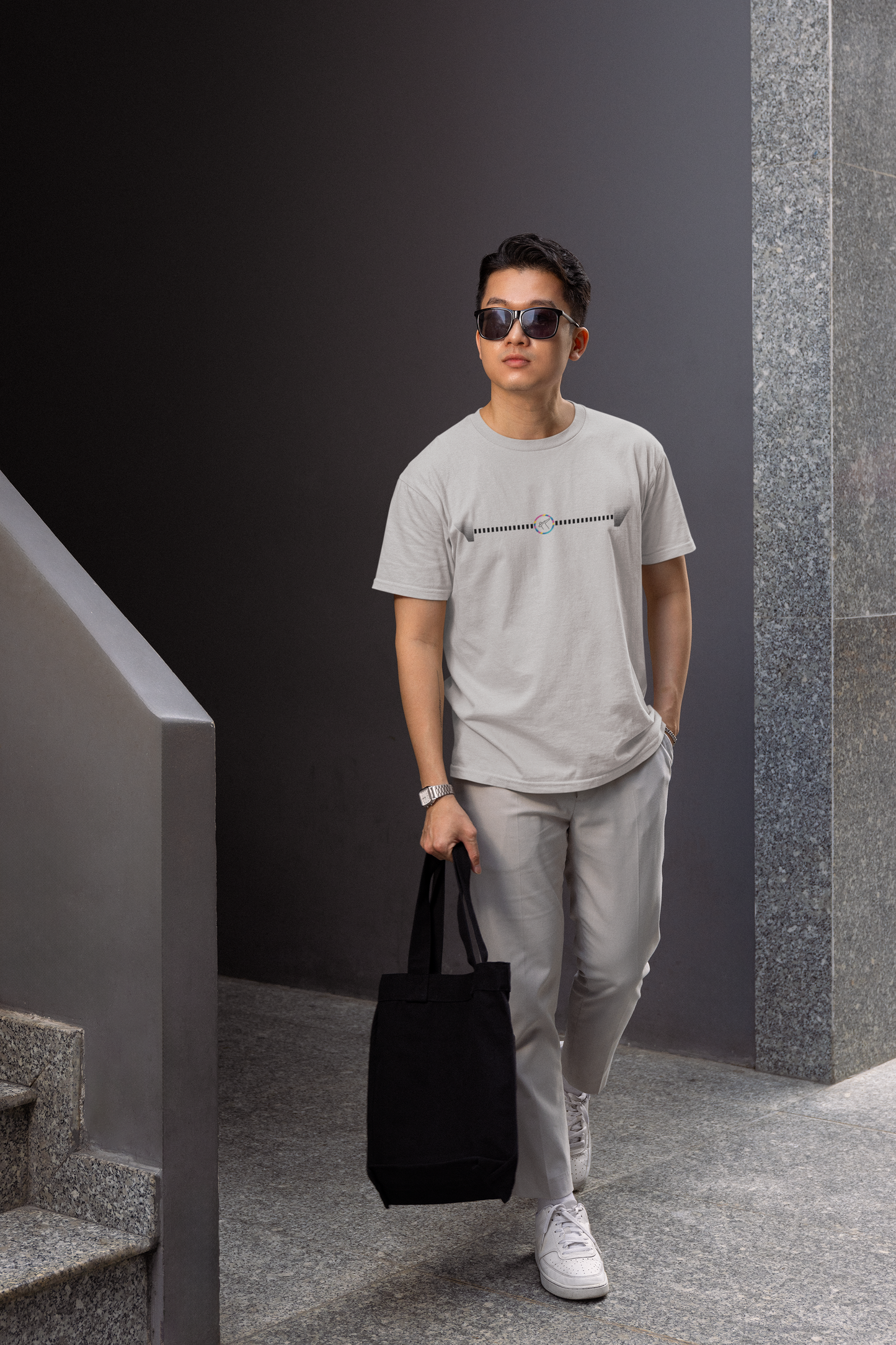 Regular Men T-Shirts Swag Dotted Line