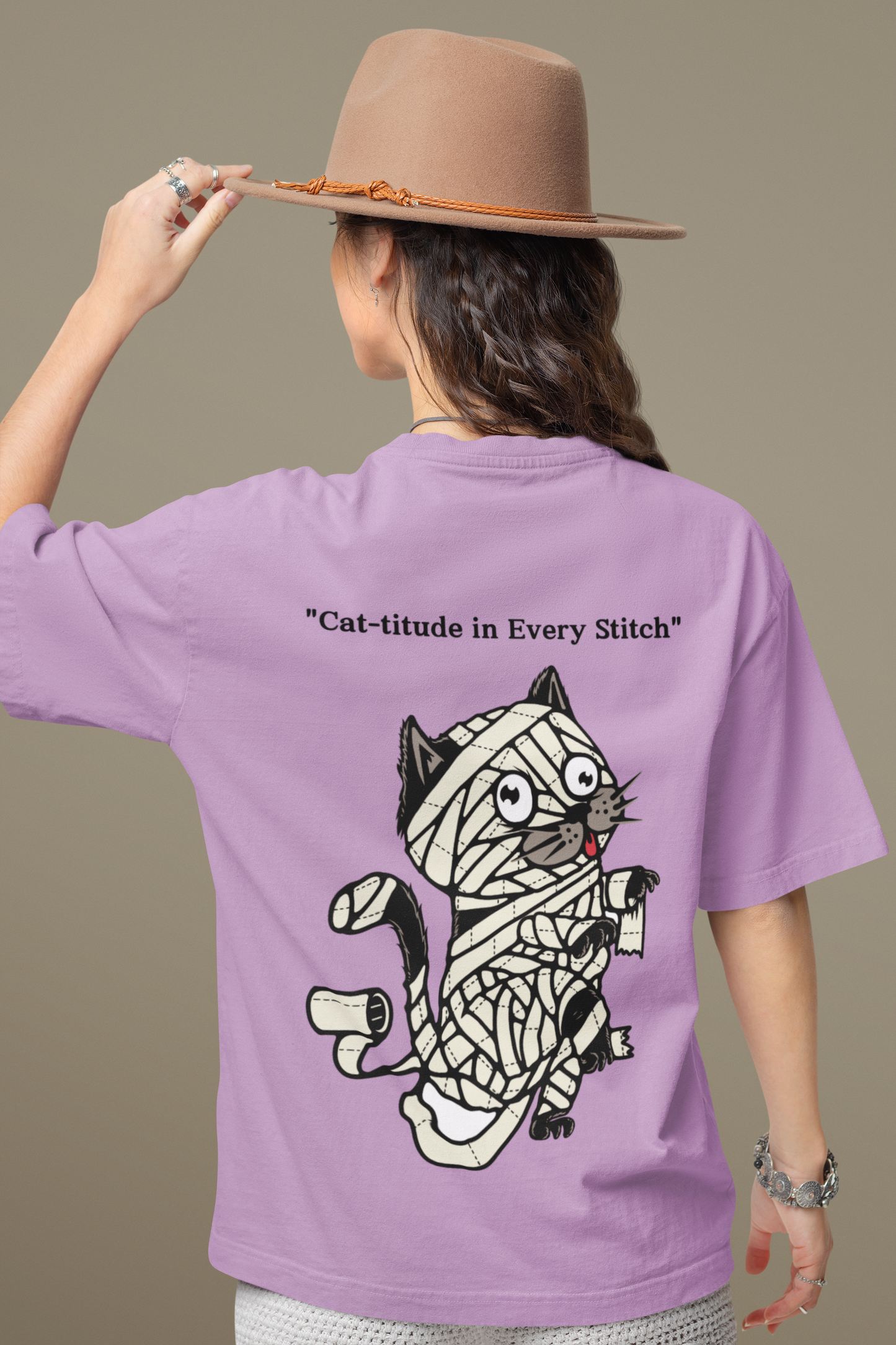 Oversized Female T-Shirts Cat-titude