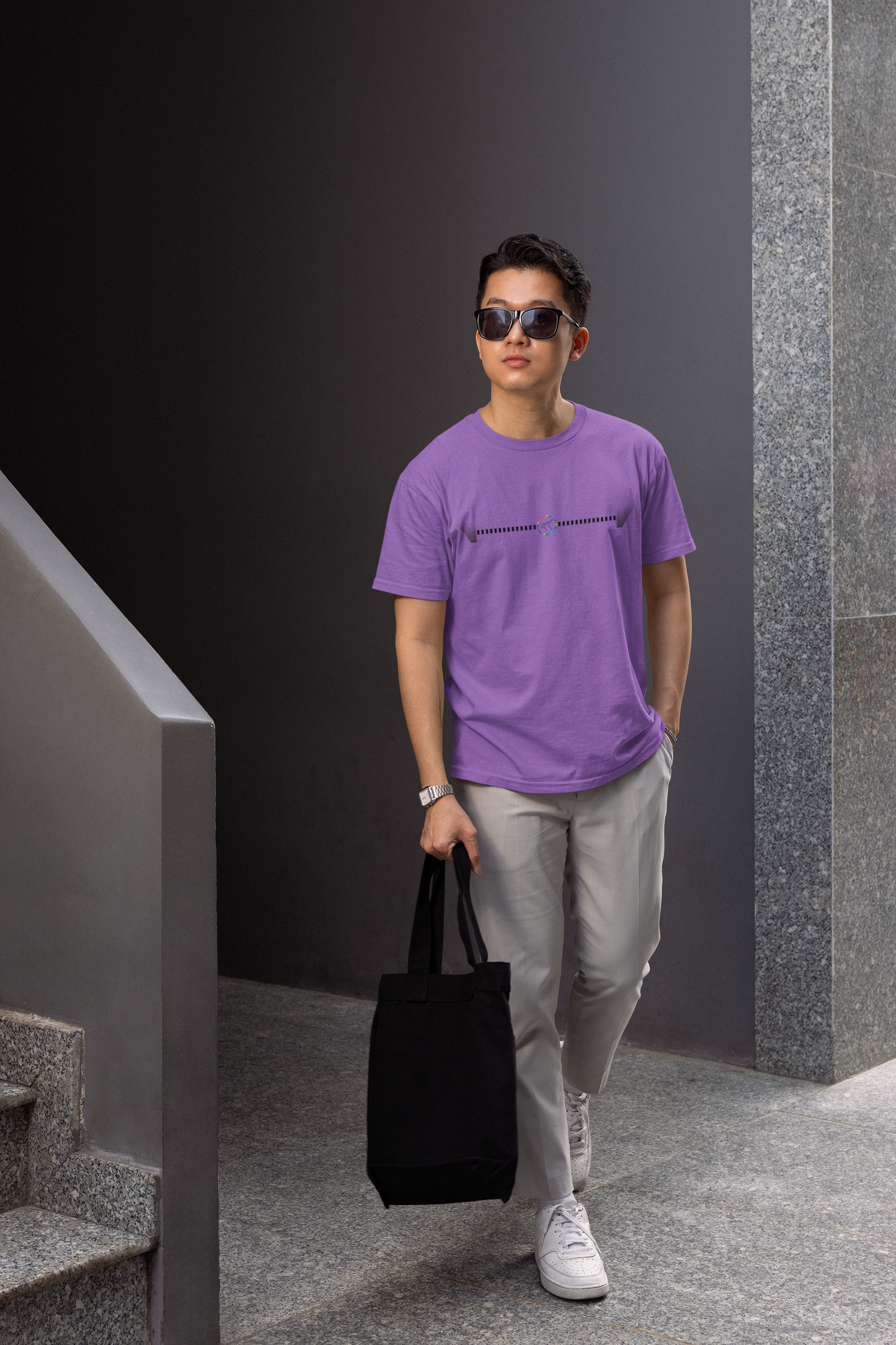 Regular Men T-Shirts Swag Dotted Line